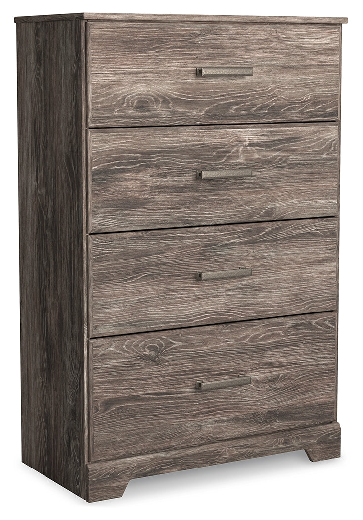 Ralinksi Queen Panel Bed with Mirrored Dresser and Chest in Gray from Ashley - Luna Furniture