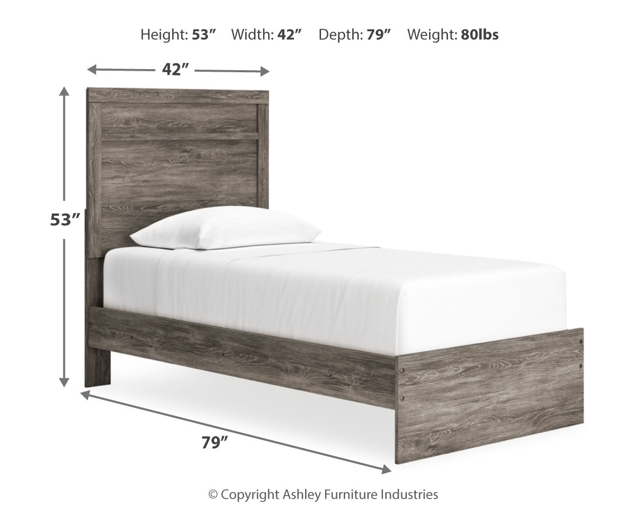 Ralinksi Twin Panel Bed with Nightstand in Gray from Ashley - Luna Furniture