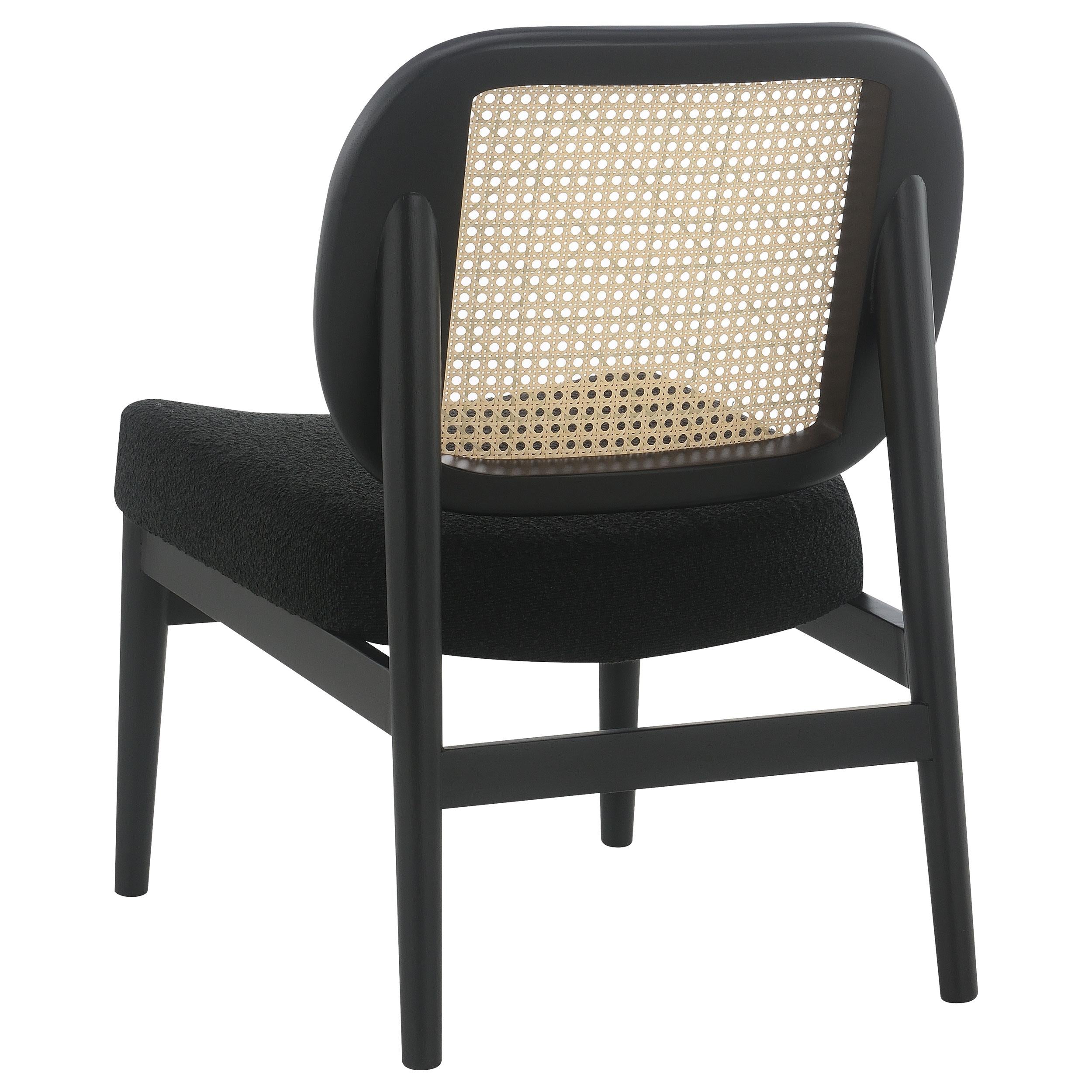 Rayo Rattan Cane Back Accent Chair with Padded Seat Black - 900620