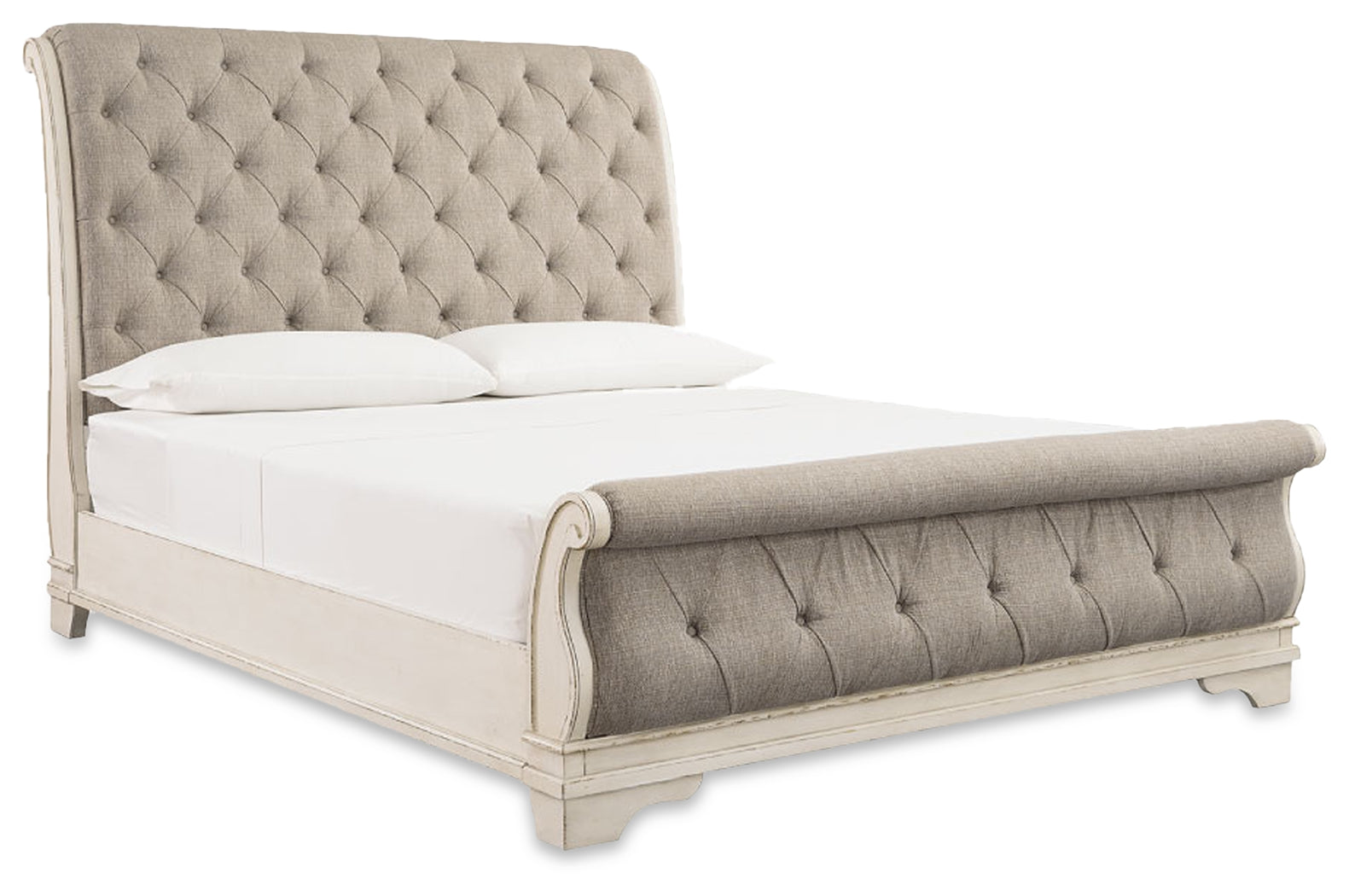Realyn Queen Upholstered Sleigh Bed, Dresser and 2 Nightstands - B743B84