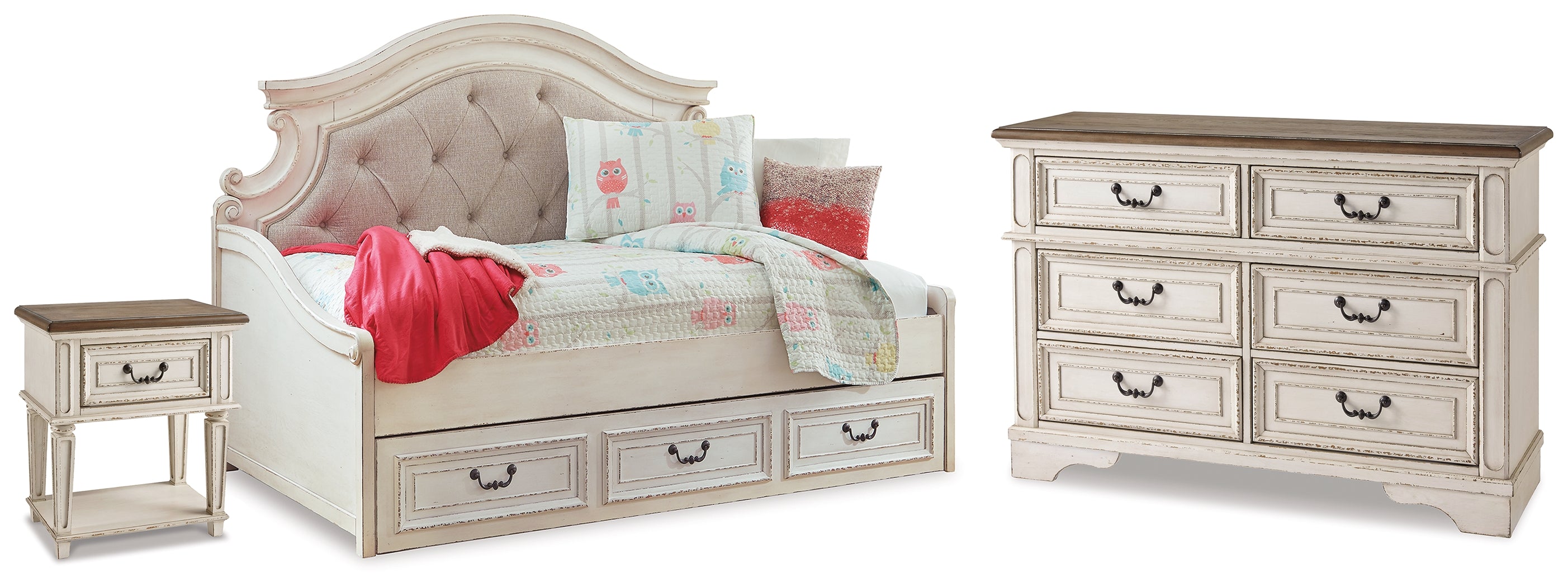 Realyn Twin Storage Daybed, Dresser and Nightstand - B743B92