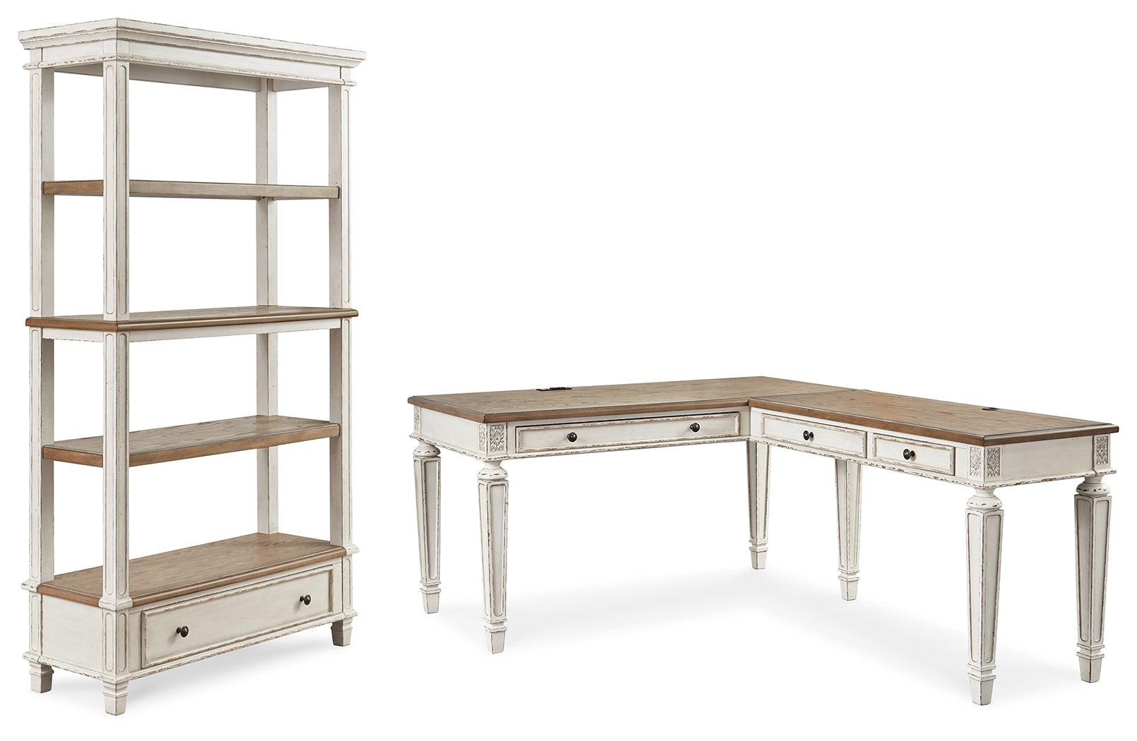 Realyn Two-tone Home Office Desk and Bookcase - H743H3