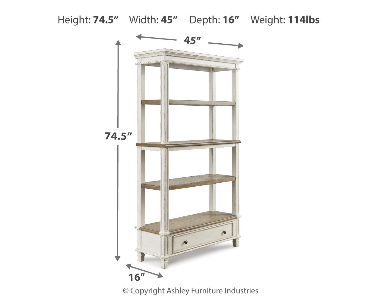 Realyn Two-tone Home Office Desk and Bookcase - H743H3