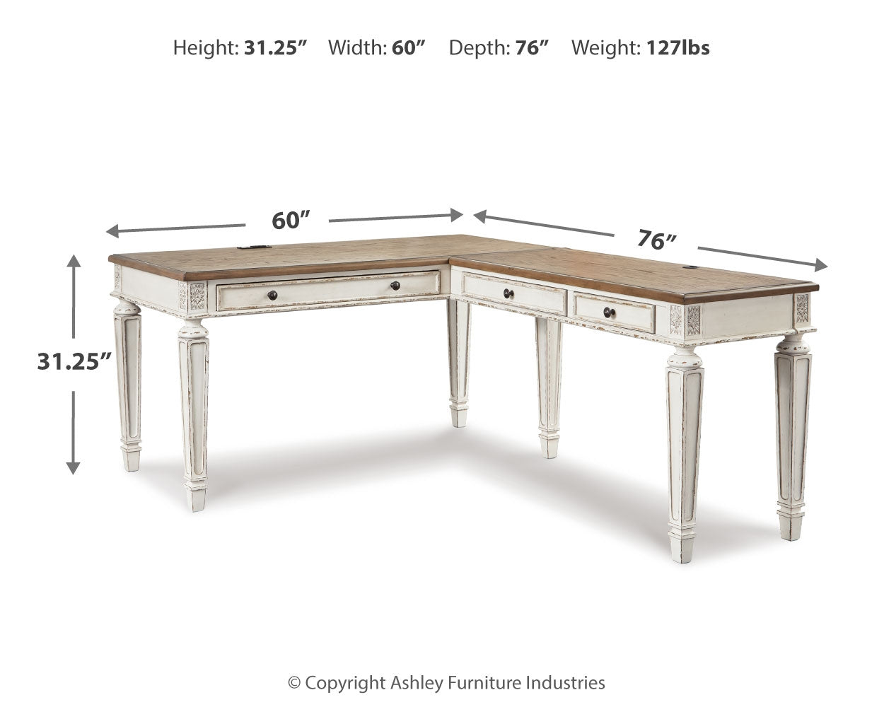Realyn Two-tone Home Office Desk and Bookcase - H743H3