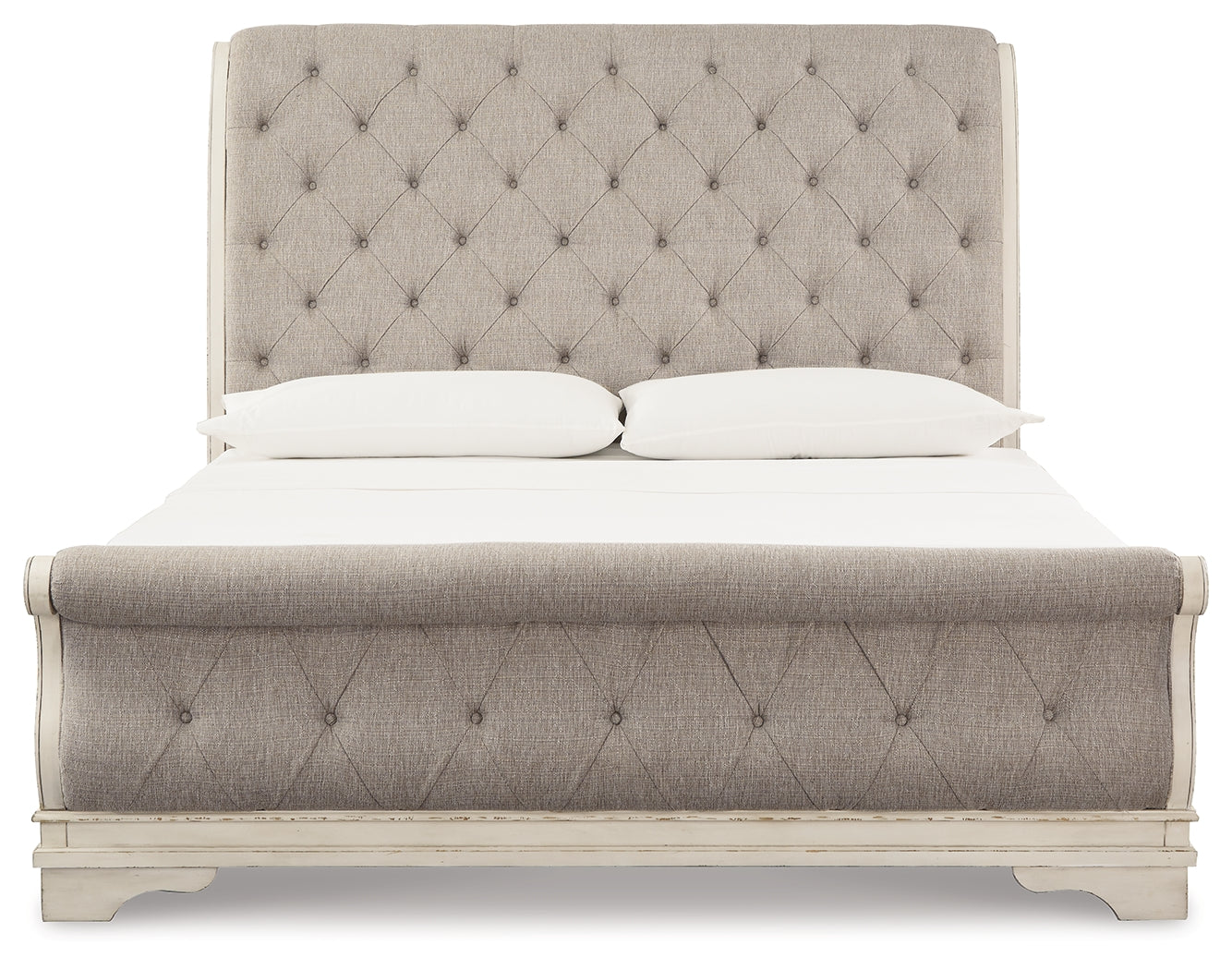 Realyn Two-tone Queen Upholstered Sleigh Bed and Chest - B743B29