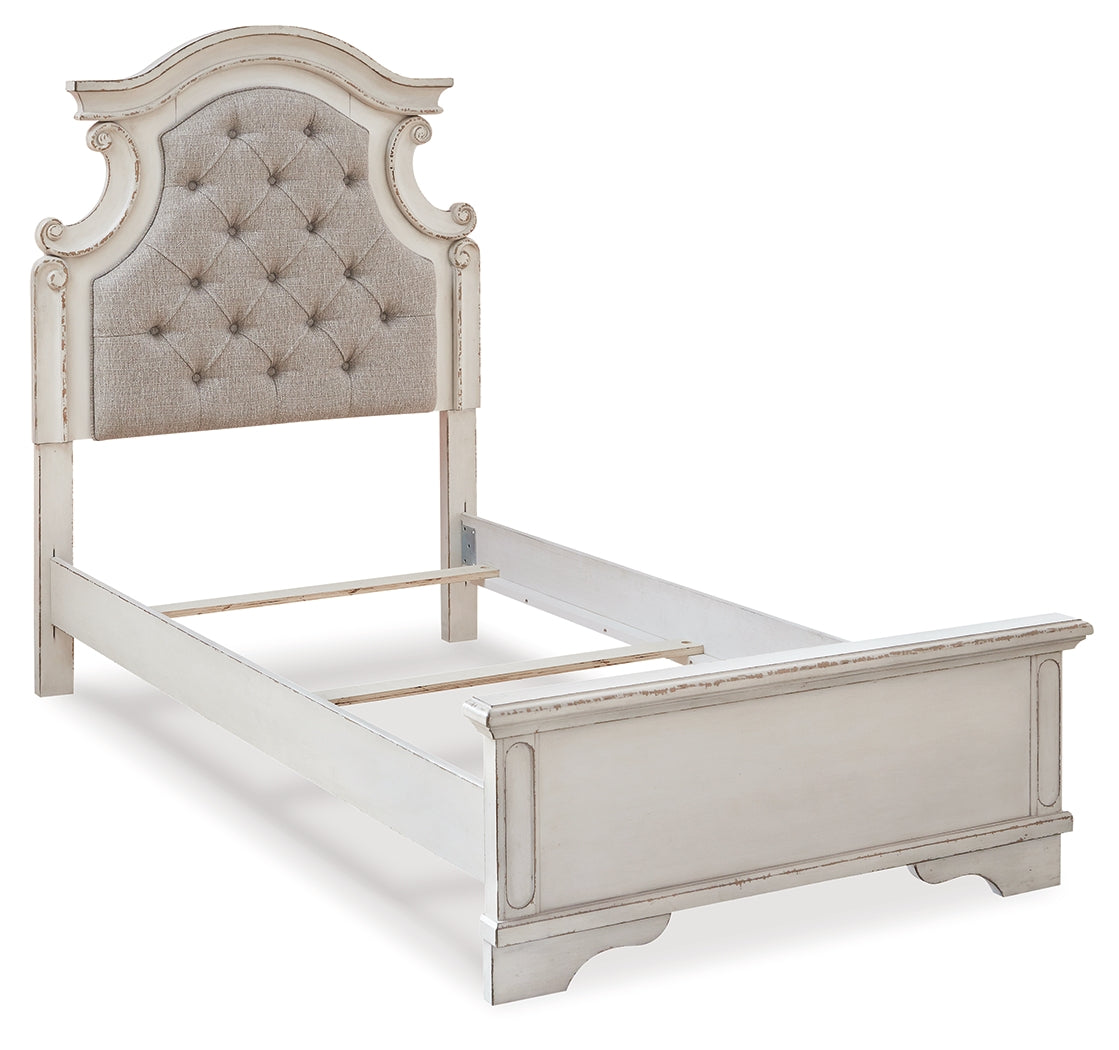 Realyn Two-tone Twin Panel Bed, Dresser, Mirror, Chest and Nightstand - B743B44