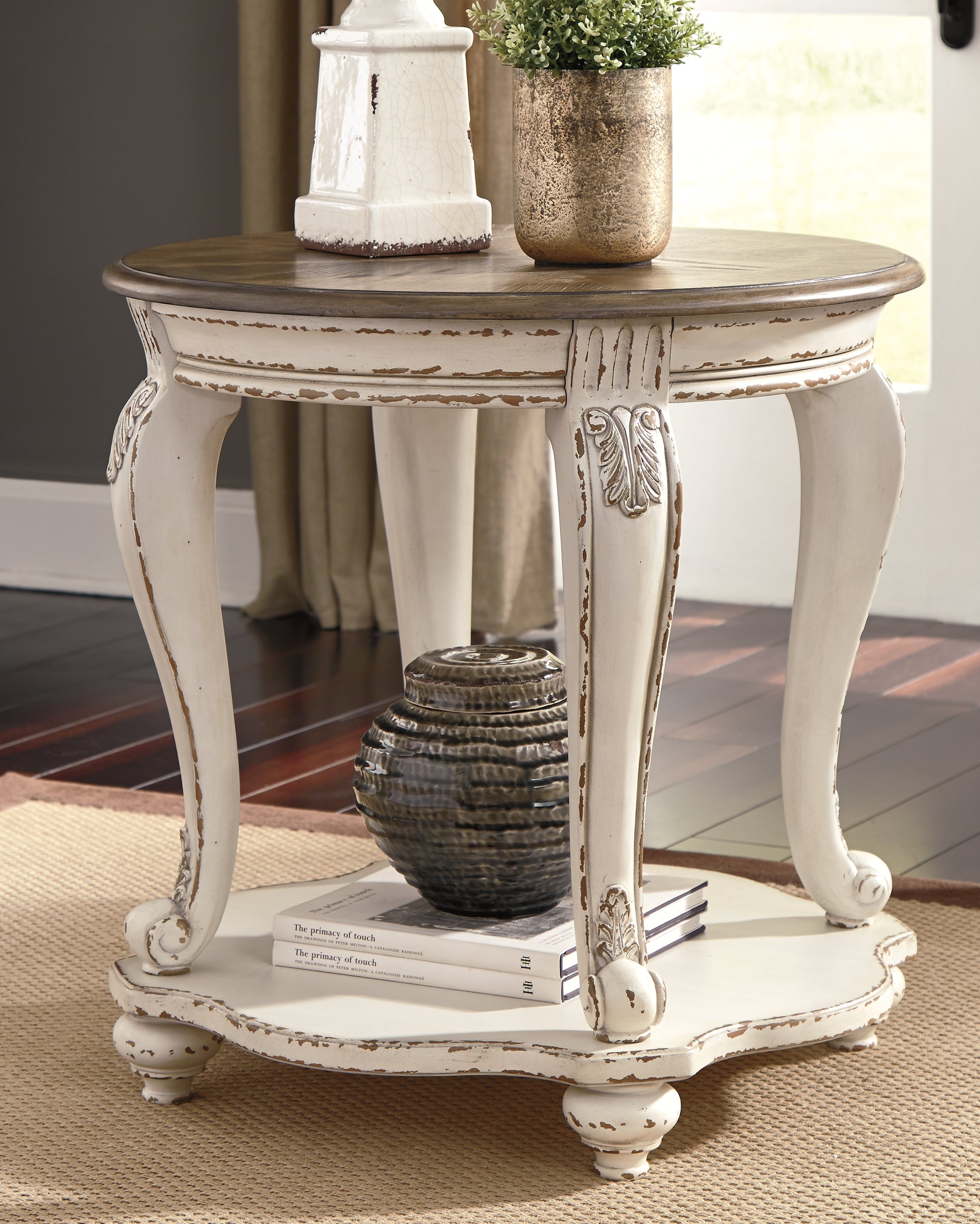 Realyn White/Brown Coffee Table and 2 End Tables - T743T1