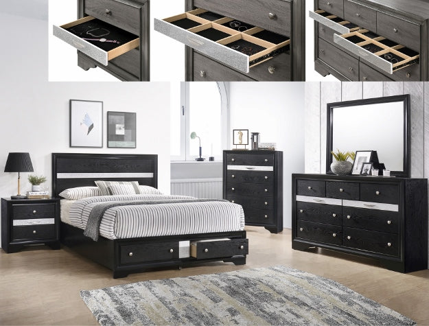REGATA QUEEN HEAD/FOOTBOARD BK/SIL - B4670-Q-HBFB