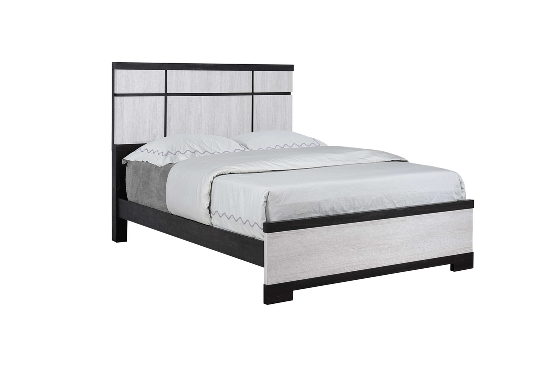 Remington Black/White Queen Panel Bed - SET | B8162-Q-HBFB | B8162-KQ-RAIL - Bien Home Furniture &amp; Electronics