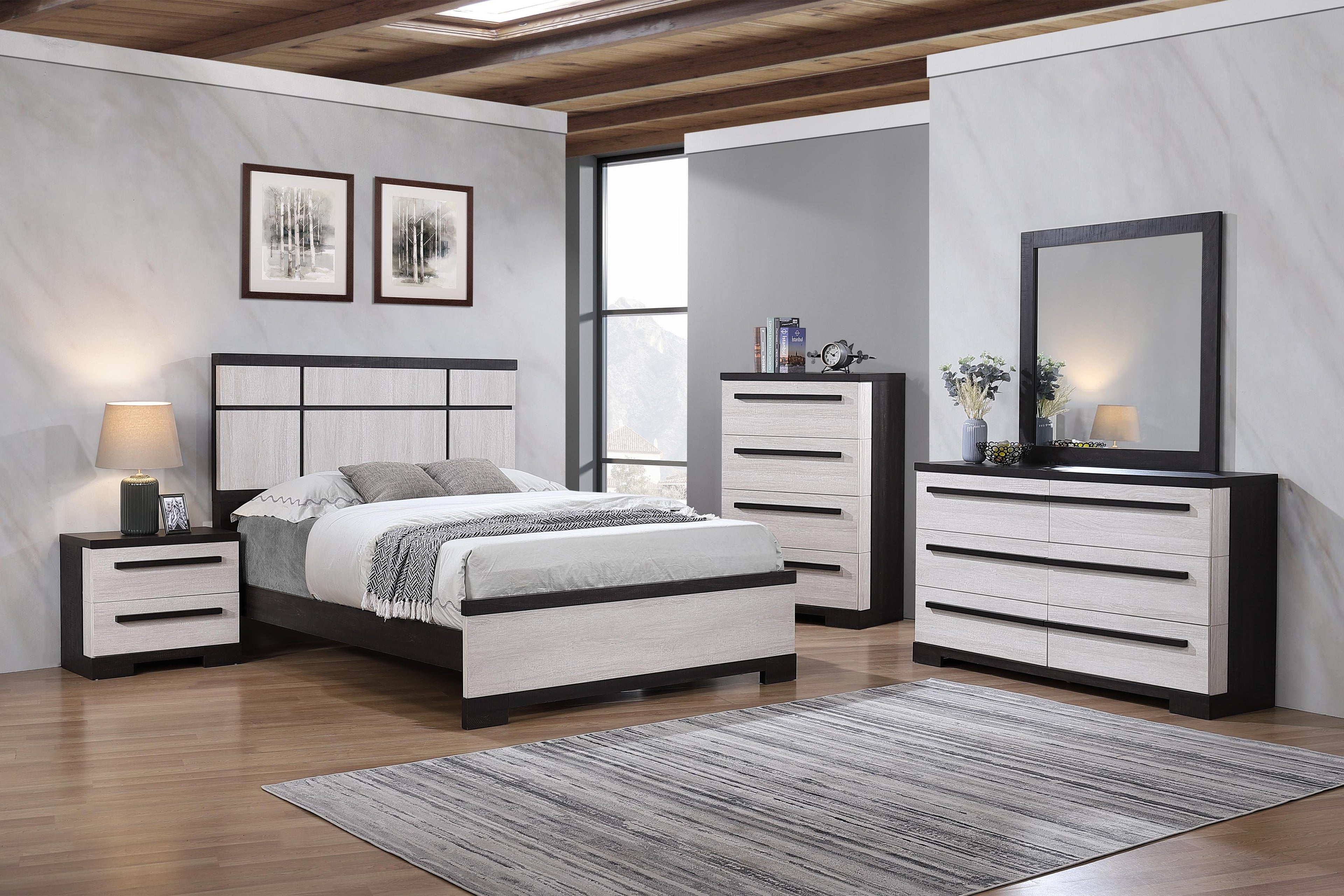 Remington Black/White Queen Panel Bed - SET | B8162-Q-HBFB | B8162-KQ-RAIL - Bien Home Furniture & Electronics