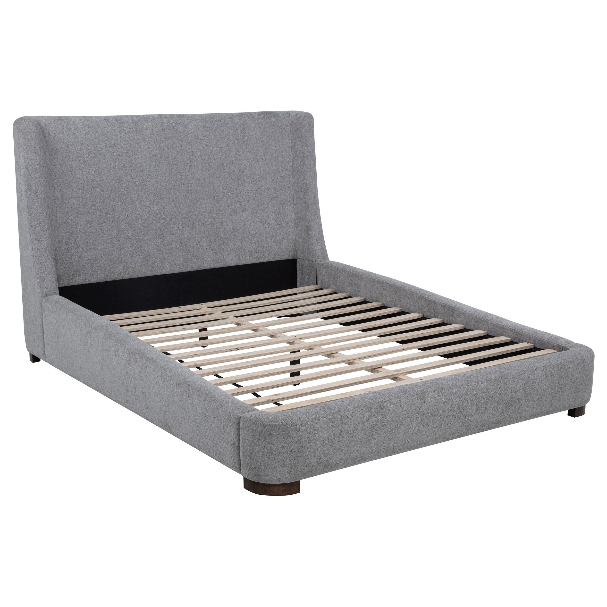 Rennes Upholstered Queen Wingback Platform Bed Grey - 315928Q