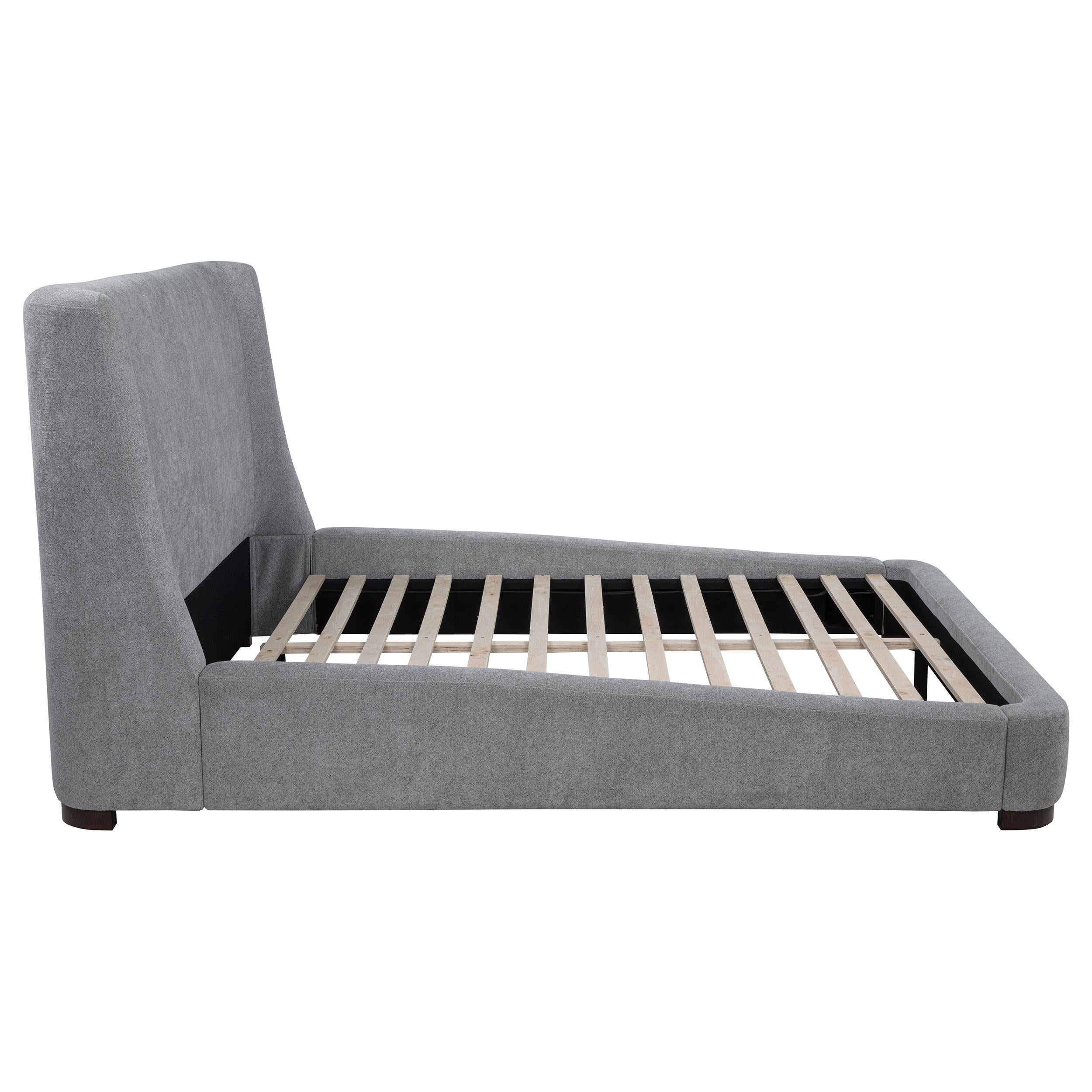 Rennes Upholstered Queen Wingback Platform Bed Grey - 315928Q