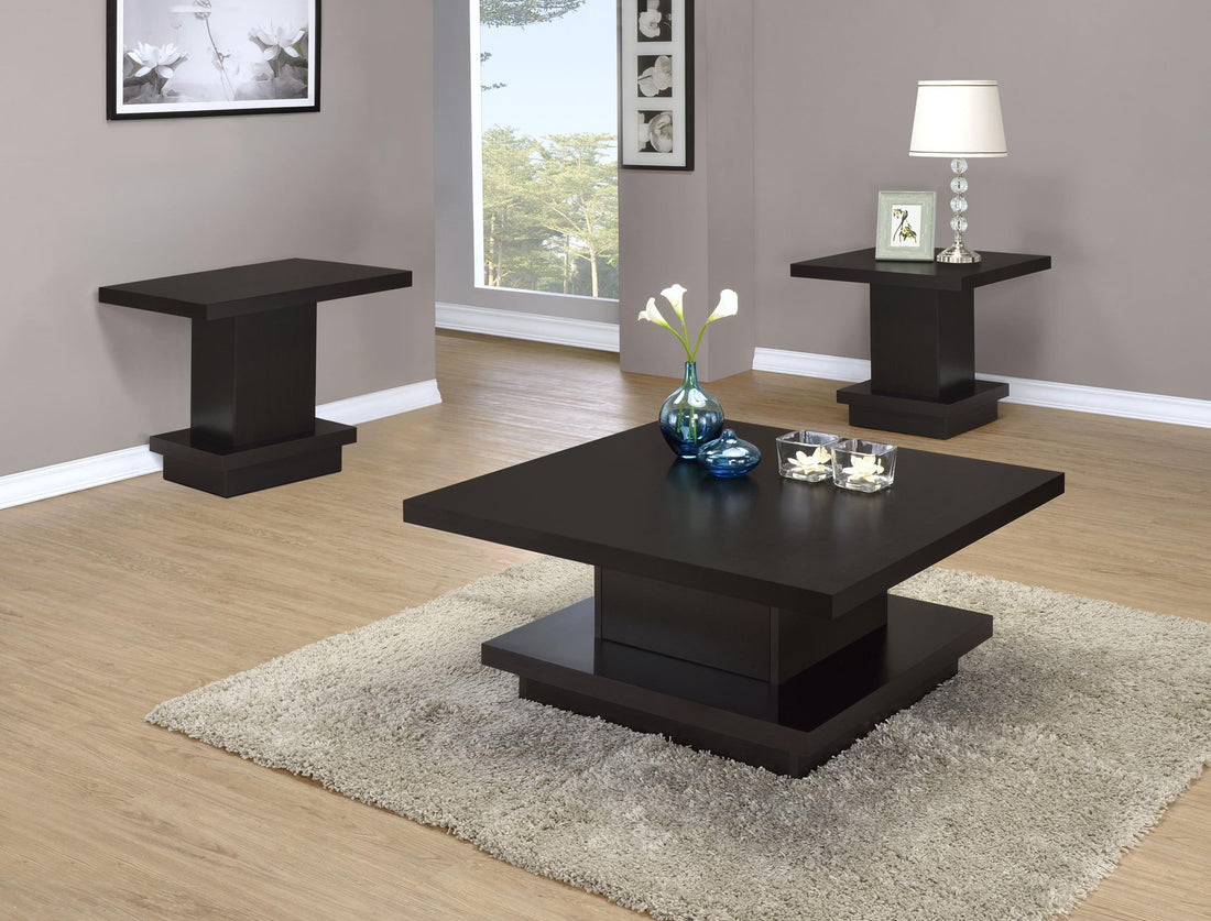 Reston 3-piece Square Coffee and End Table Set Cappuccino - 705168-S3