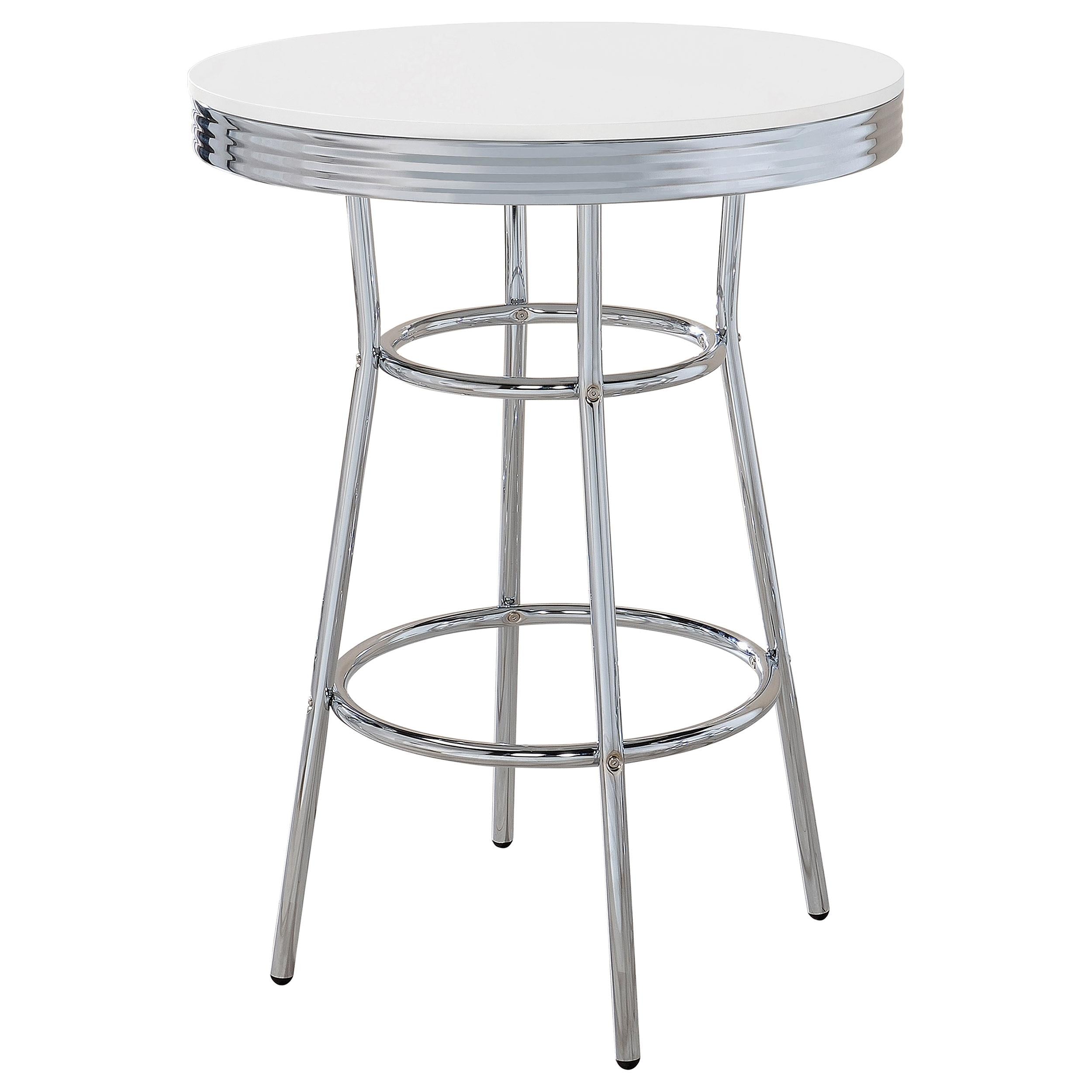 Retro 3-piece Round 1950s Bistro Pub Bar Table Set White - 2300-S3