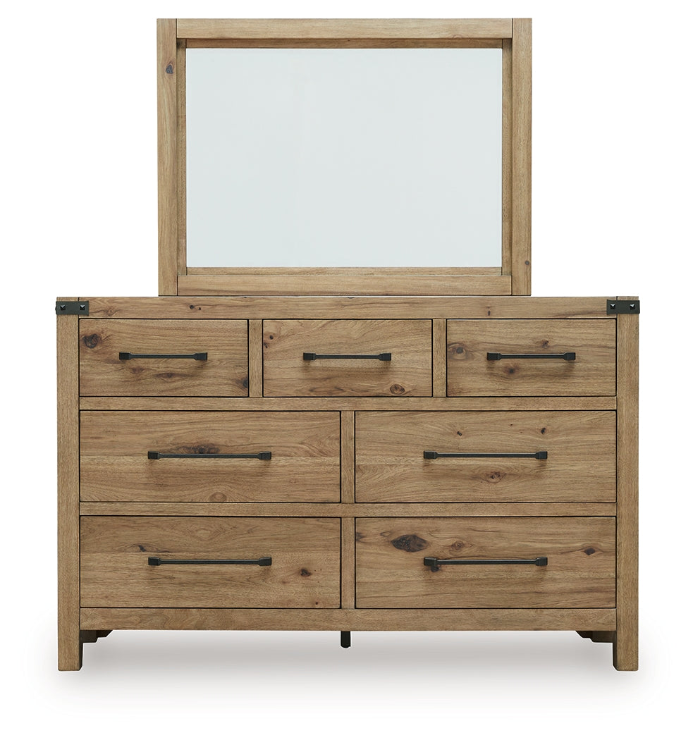 Ridgester Light Brown Dresser and Mirror - B858B1