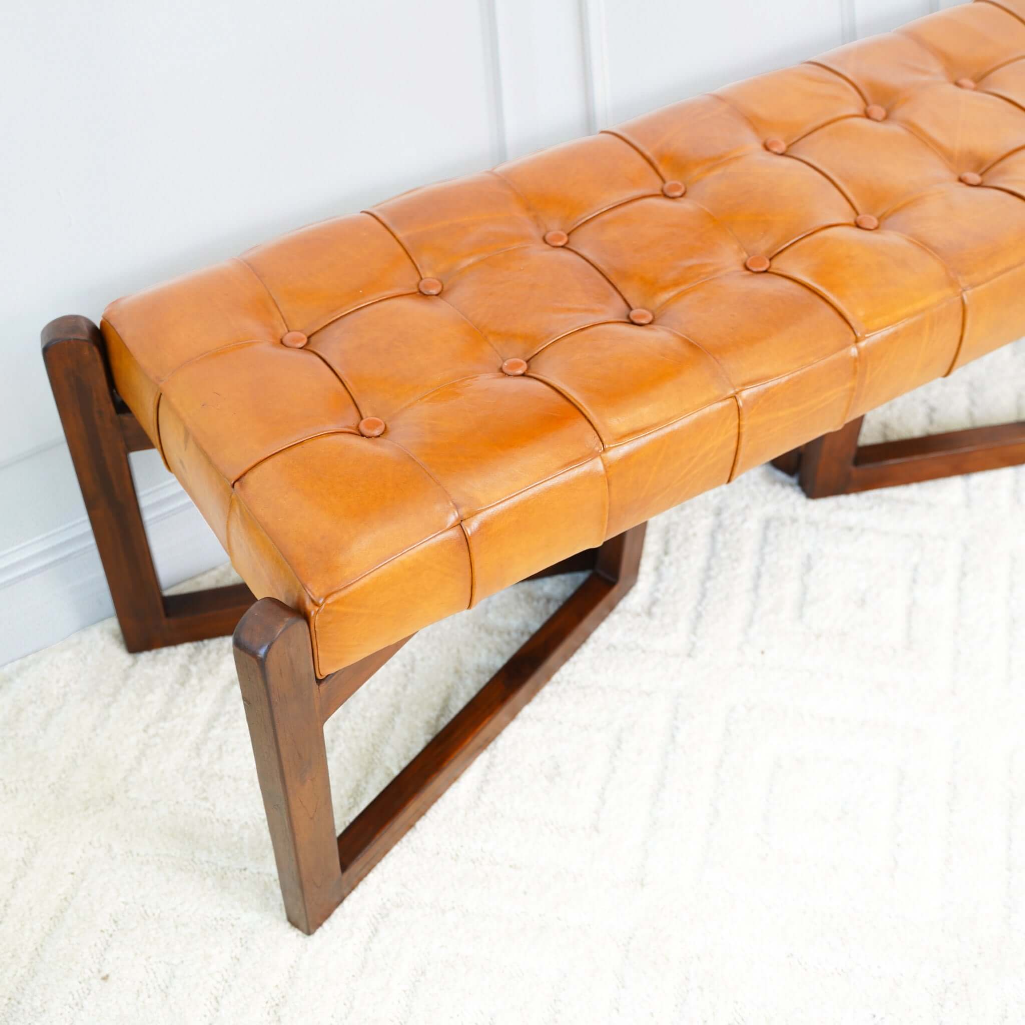 Riley Tan Leather Bench - BEN01301401