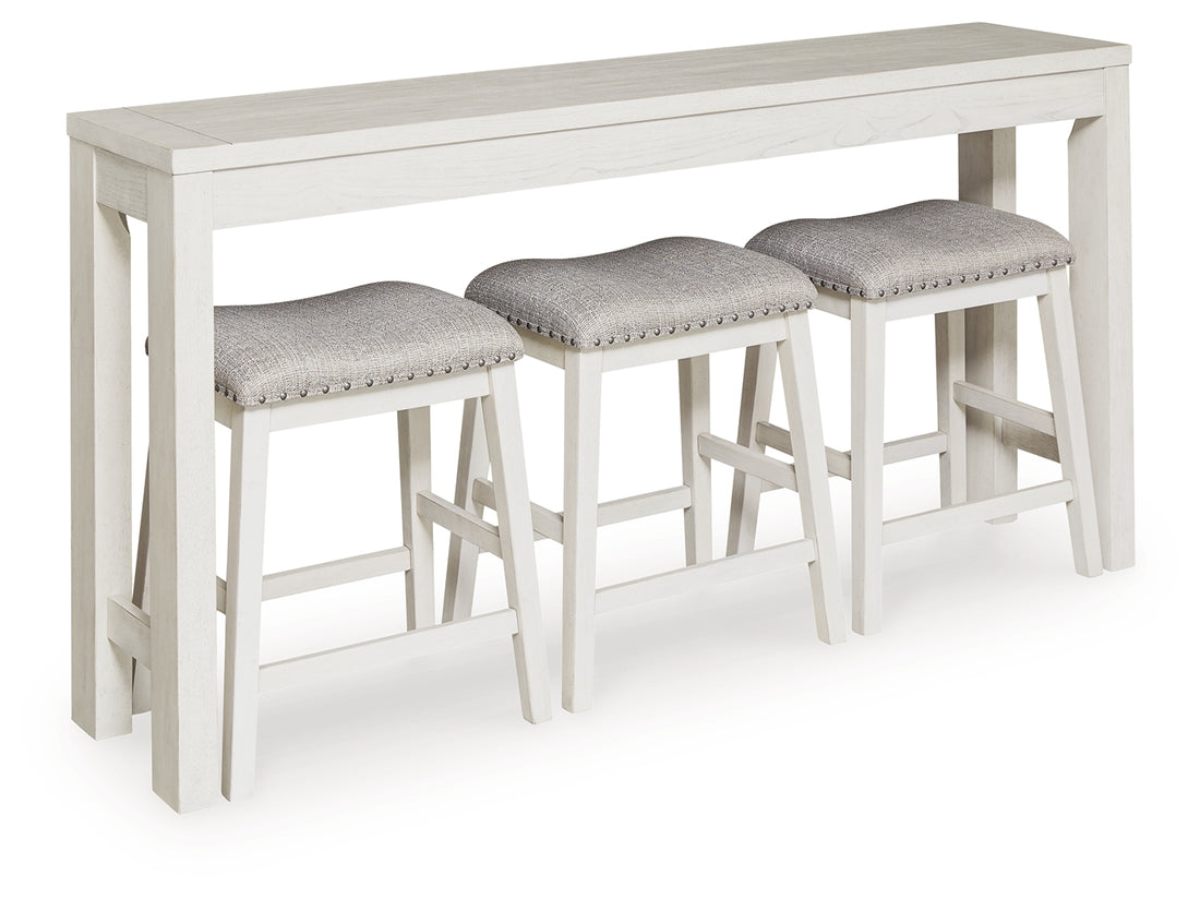 Robbinsdale Antique White Counter Height Dining Table and 3 Barstools Set - D642-113
