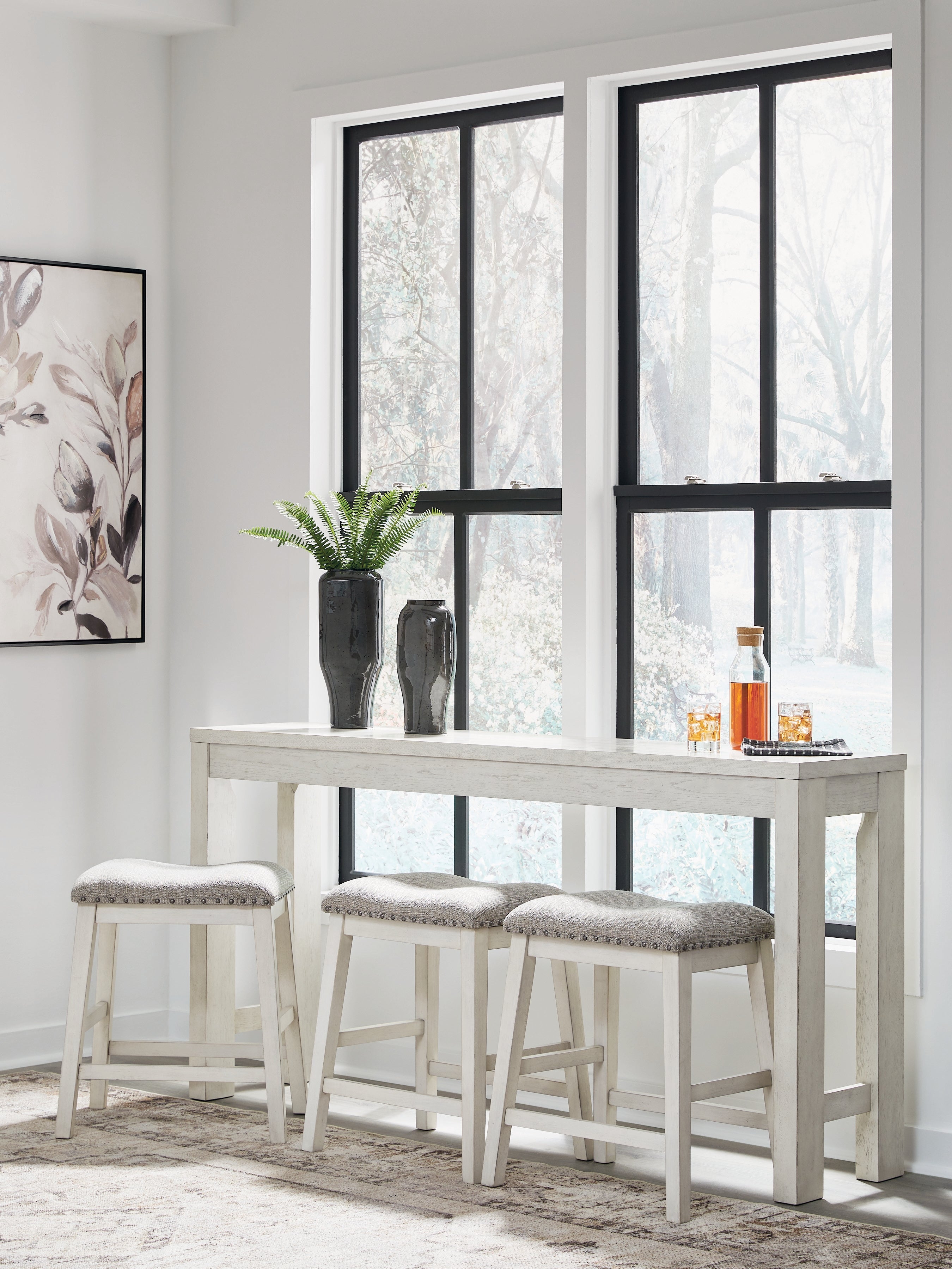 Robbinsdale Antique White Counter Height Dining Table and 3 Barstools Set - D642-113