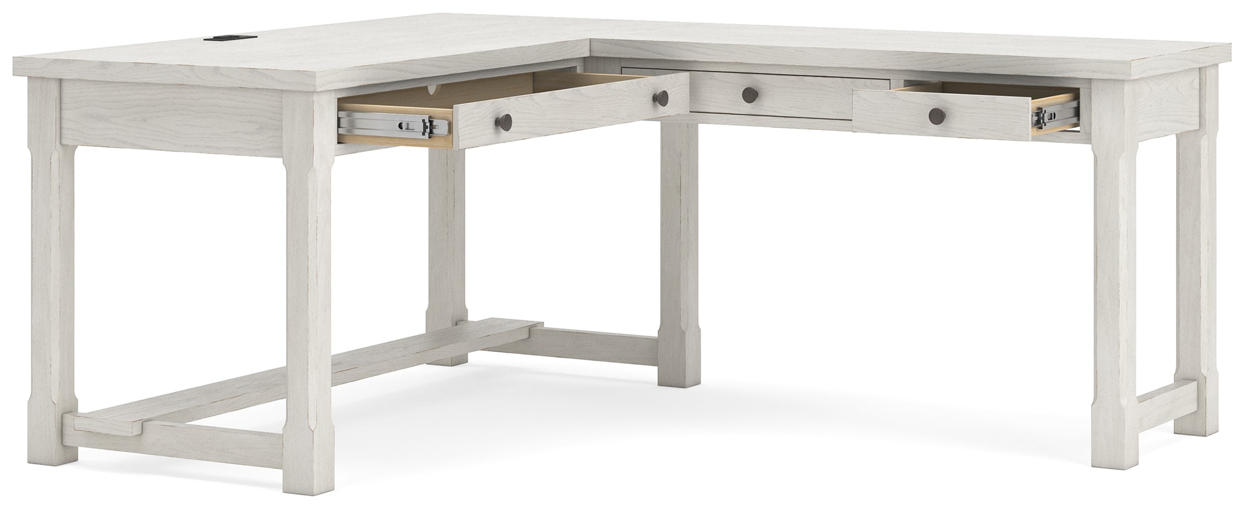 Robbinsdale Antique White L-Shaped Home Office Desk - H742H1