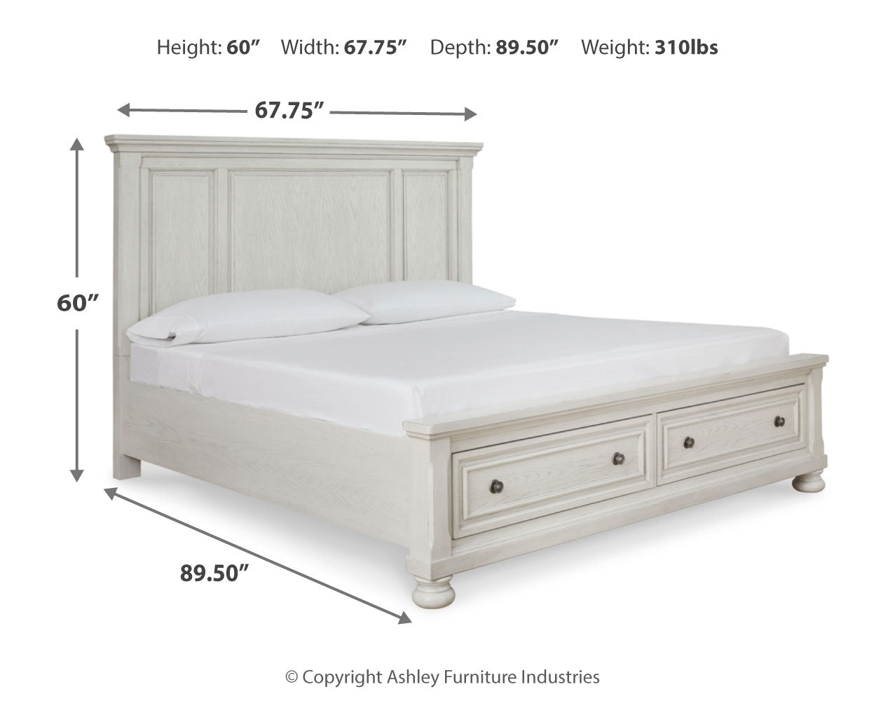 Robbinsdale Antique White Queen Panel Storage Bed, Dresser, Mirror and Chest - B742B27