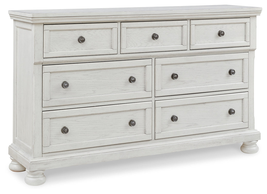 Robbinsdale Antique White Twin Sleigh Storage Bed and Dresser - B742B26