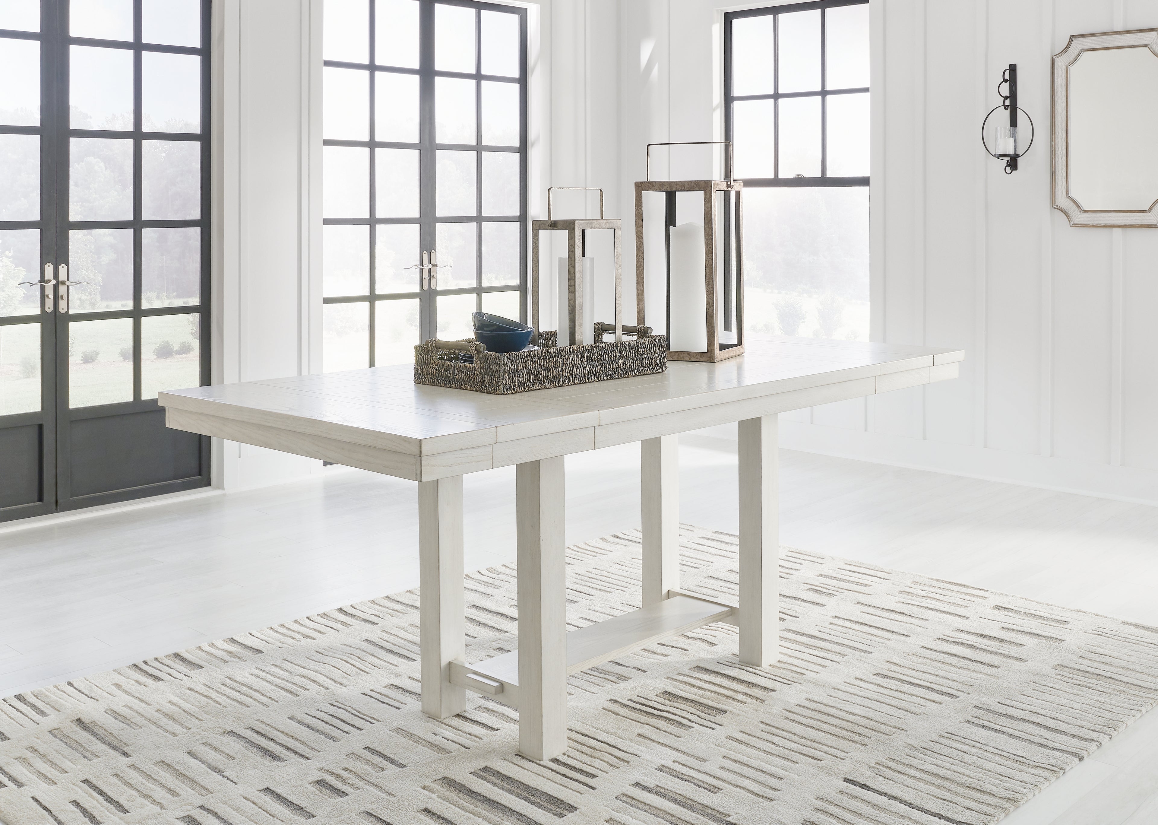 Robbinsdale Counter Height Dining Table, 2 Barstools, Bench and Server - D642D8