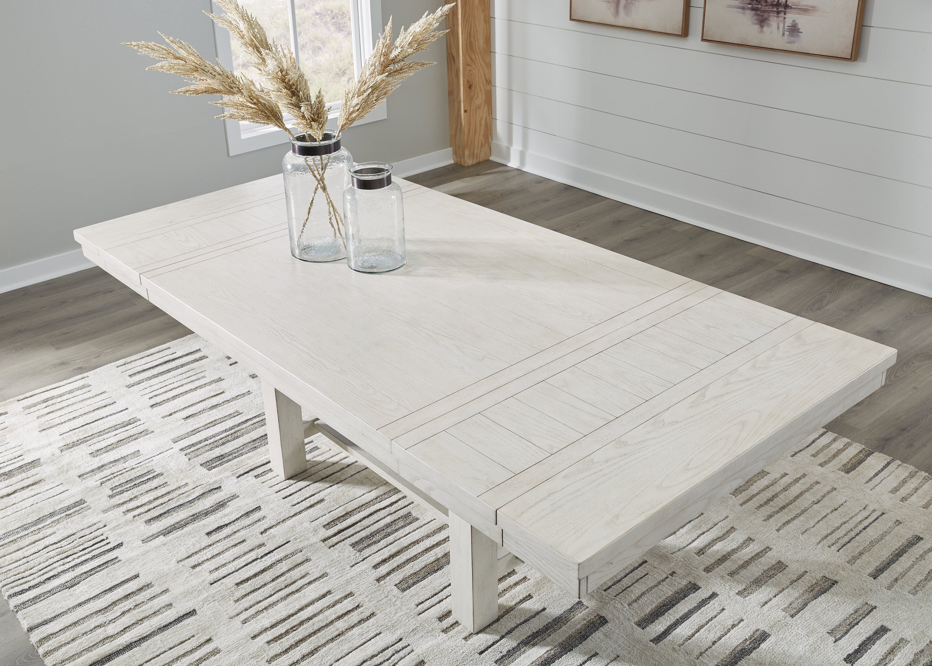 Robbinsdale Dining Table and 4 Chairs and Bench in Antique White - PKG020812