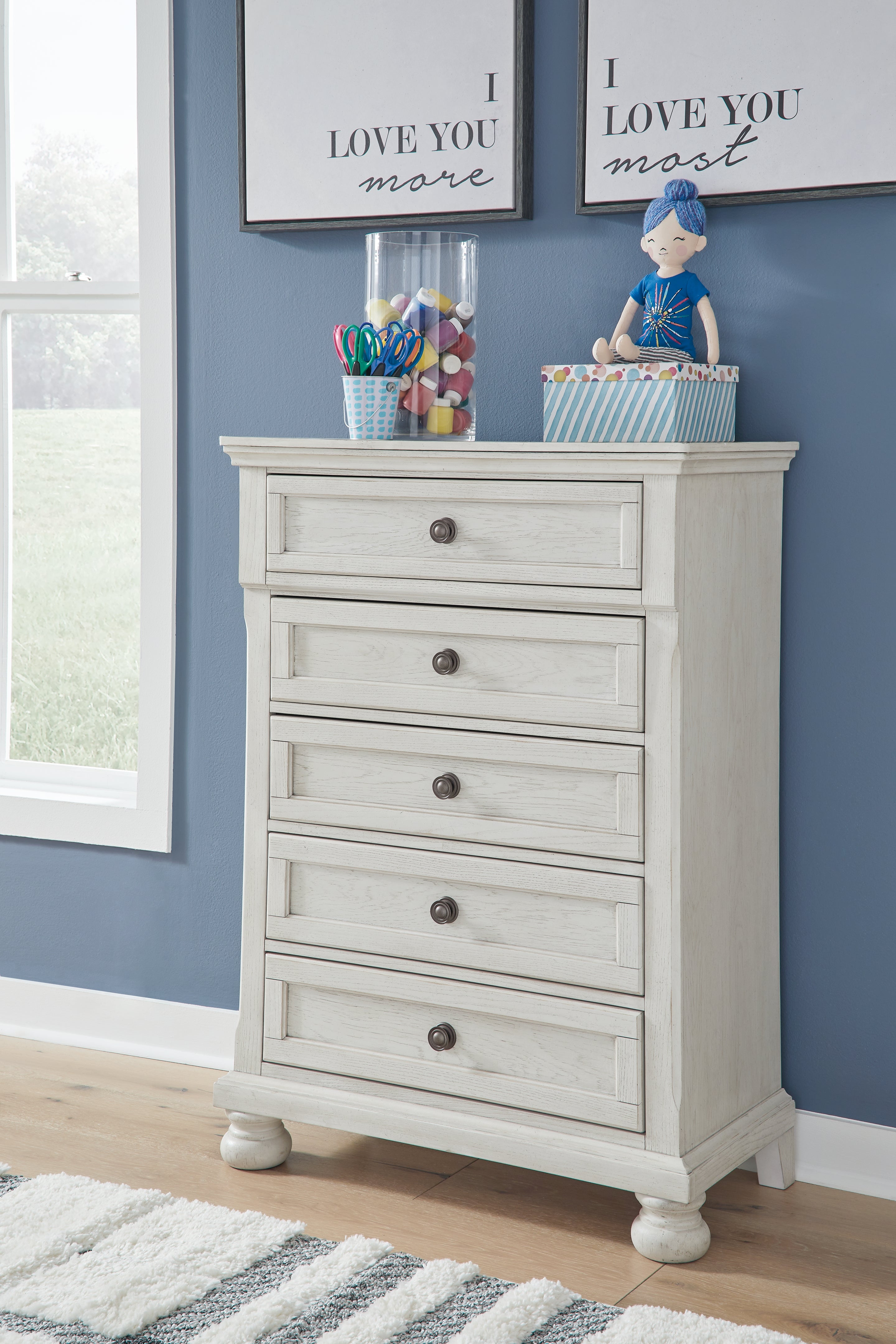 Robbinsdale Full Storage Sleigh Bed, Dresser, Mirror, Chest and Nightstand - B742B42