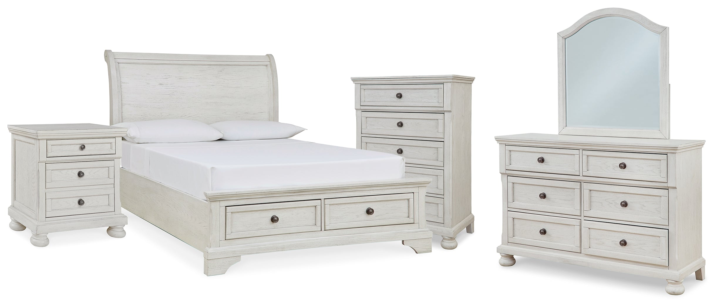 Robbinsdale Full Storage Sleigh Bed, Dresser, Mirror, Chest and Nightstand - B742B42