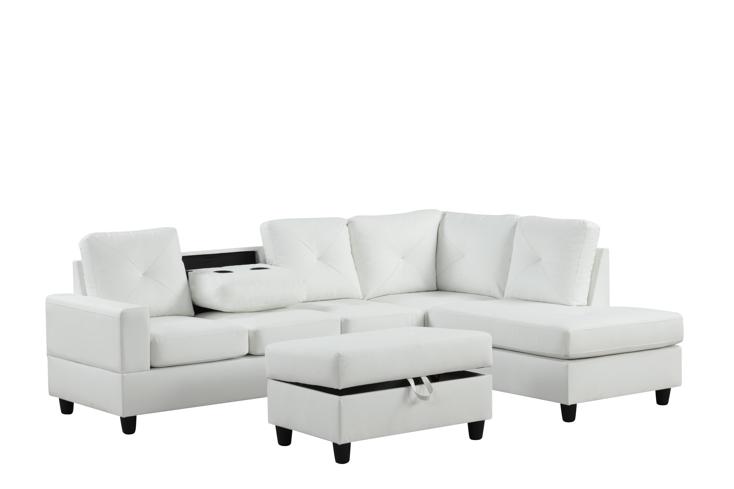 Rocket White PU Reversible Sectional *Sectional - Rocket White PU Sectional