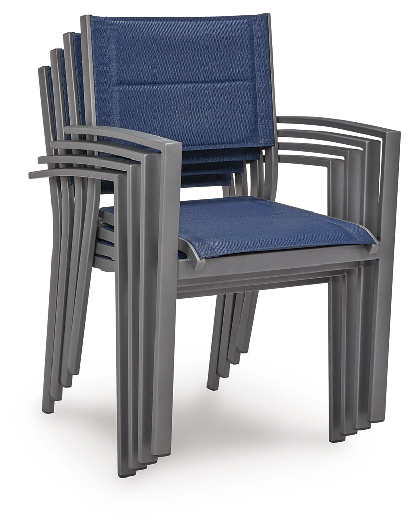 Rocky Creek Blue/Gray Outdoor Sling Arm Chair (Set of 4) - PCP326-601A