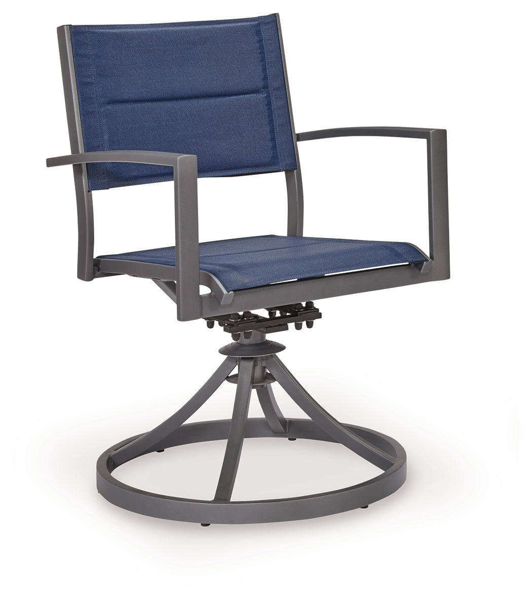 Rocky Creek Blue/Gray Outdoor Sling Swivel Chair (Set of 2) - PCP326-602A