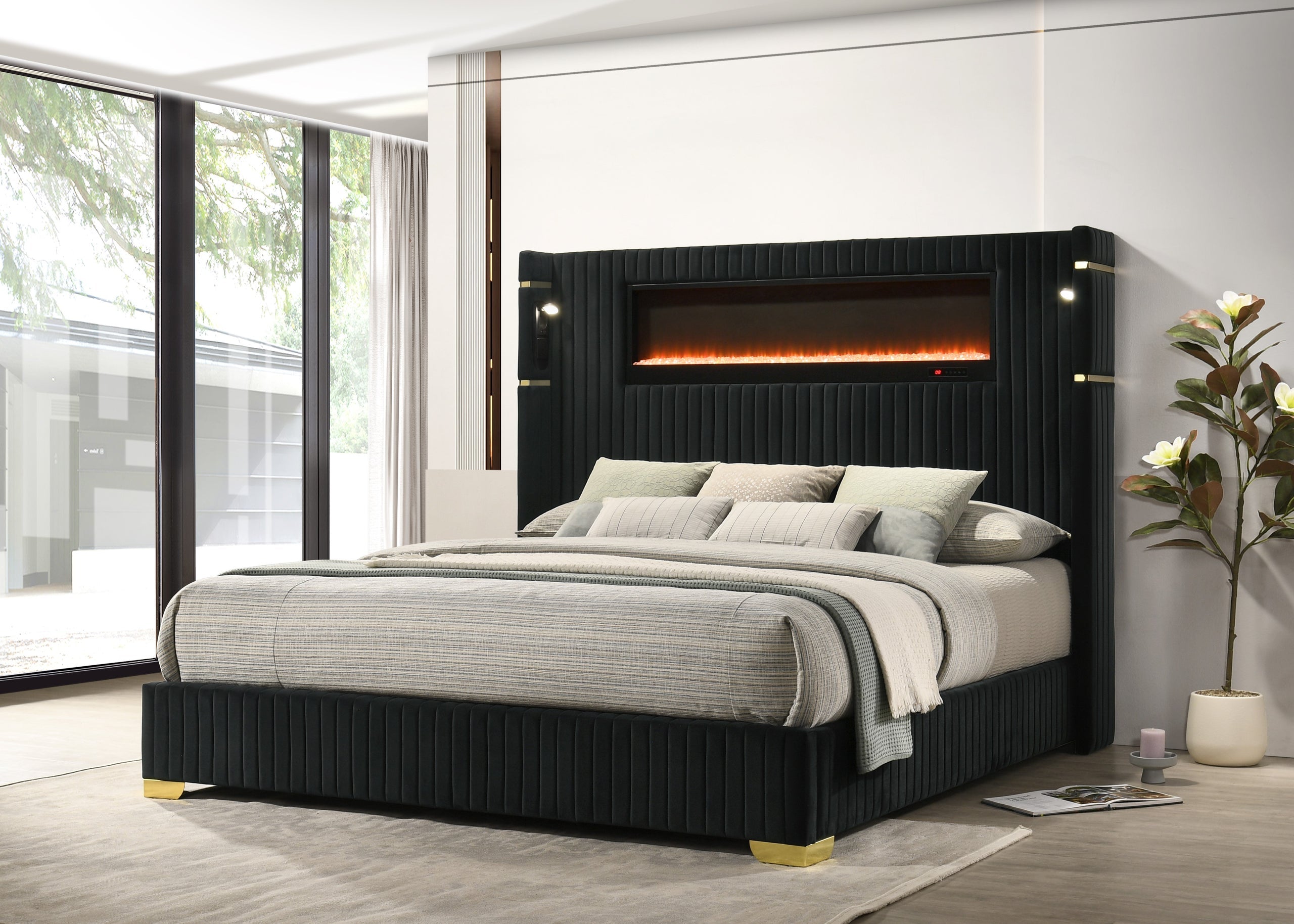 Romance2 Black Platform Bed - Queen, King *King - ROMANCE2 BLACK King