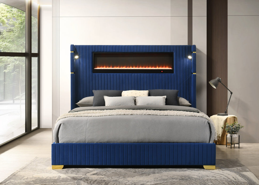 Romance2 Blue Platform Bed - Queen, King *King - ROMANCE2 BLUE King