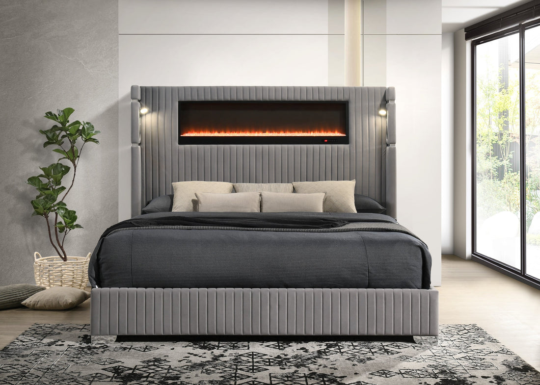 Romance2 Gray Platform Bed - Queen, King *King - ROMANCE2 GRAY King