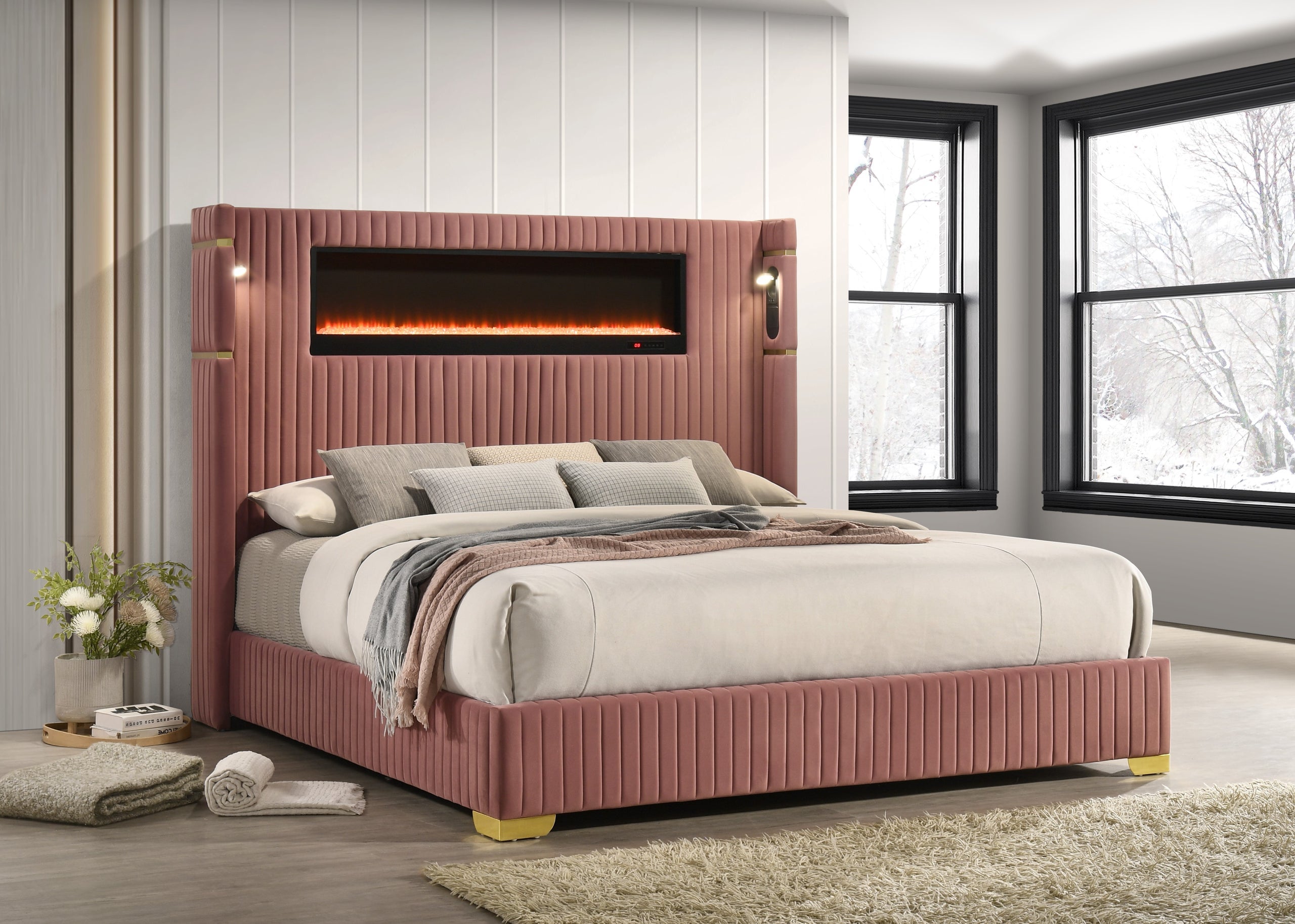 Romance2 Pink Platform Bed - Queen, King *King - ROMANCE2 PINK King