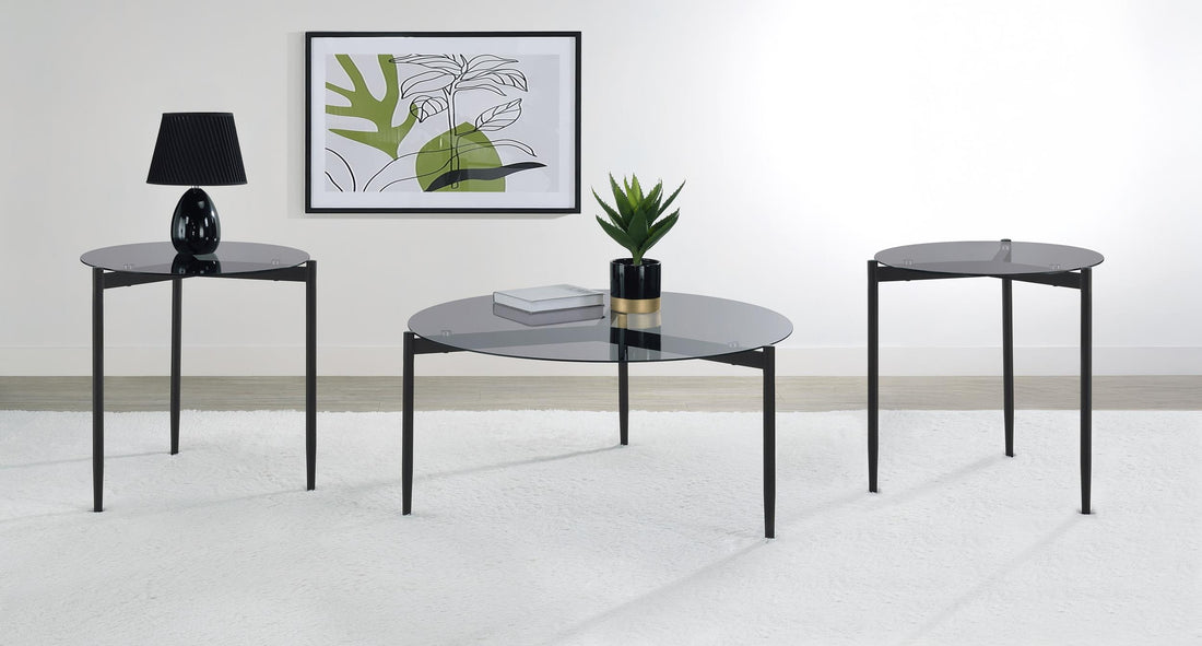 Rosalie 3-piece Round Coffee and End Table Set Grey - 710168-S3