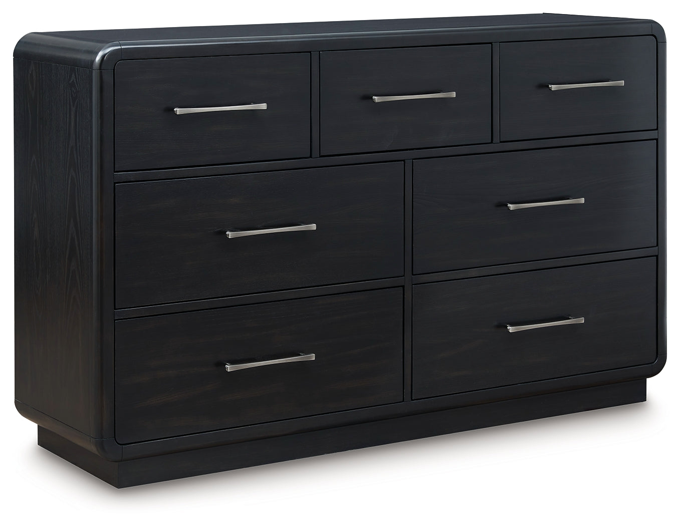 Rowanbeck California King Upholstered Panel Bed with Dresser and 2 Nightstands in Gray/Black from Ashley - Luna Furniture
