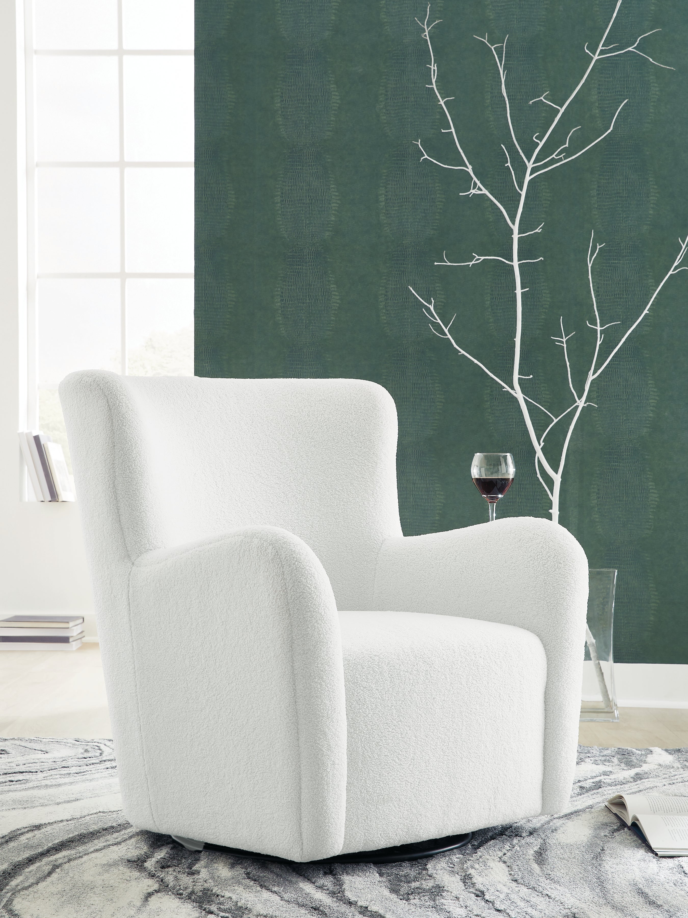 Rowenburg Cream Swivel Glider Accent Chair - A3000797