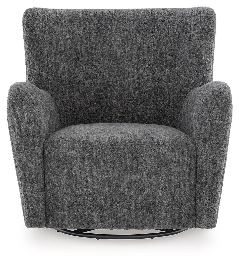 Rowenburg Heather Charcoal Swivel Glider Accent Chair - A3000796