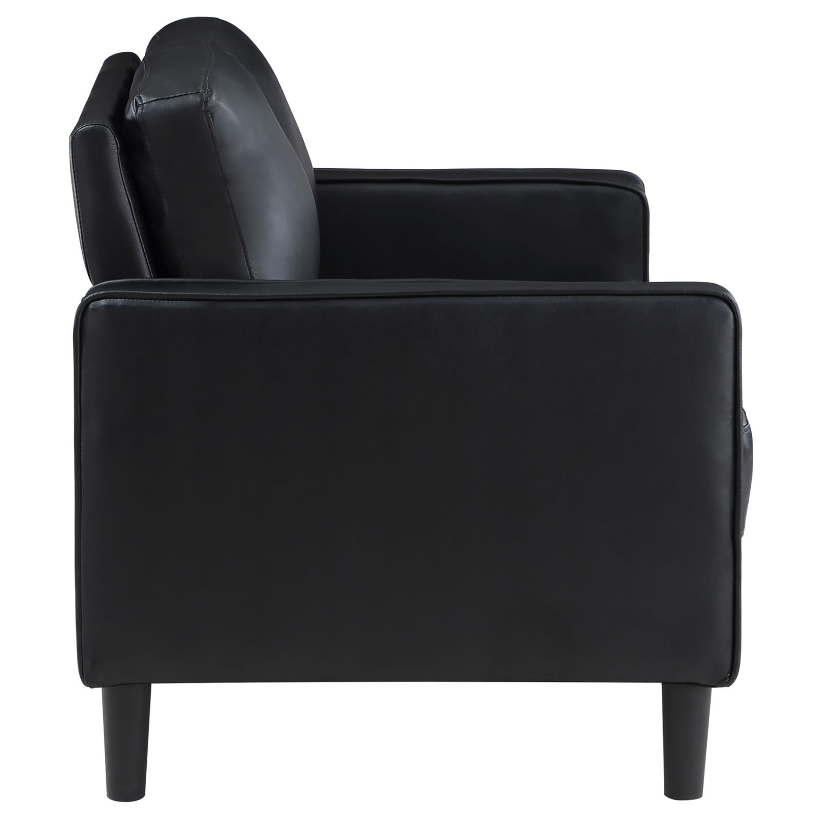 Ruth Black 3-Piece Upholstered Track Arm Faux Leather Sofa Set from Coaster - Luna Furniture