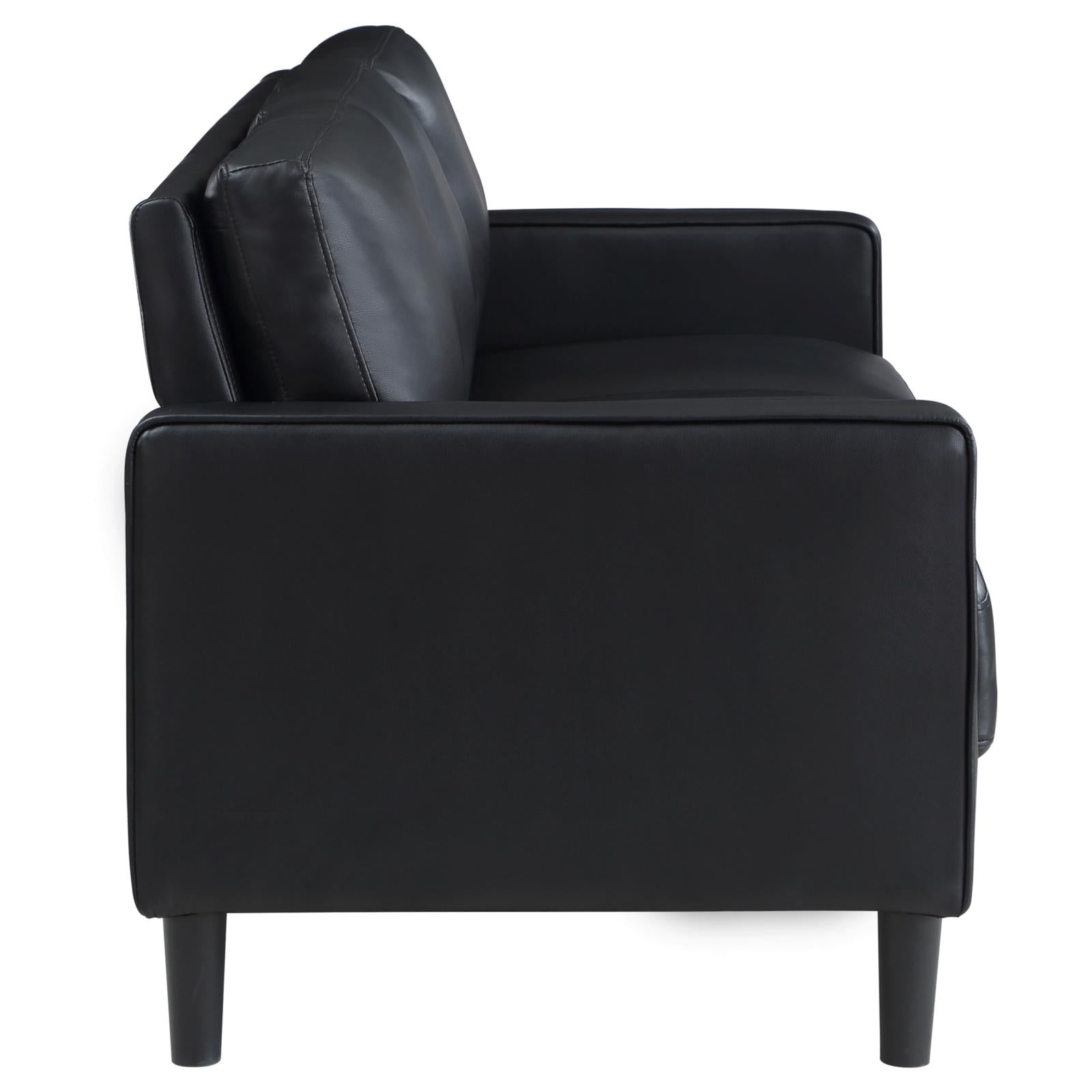 Ruth Black 3-Piece Upholstered Track Arm Faux Leather Sofa Set from Coaster - Luna Furniture