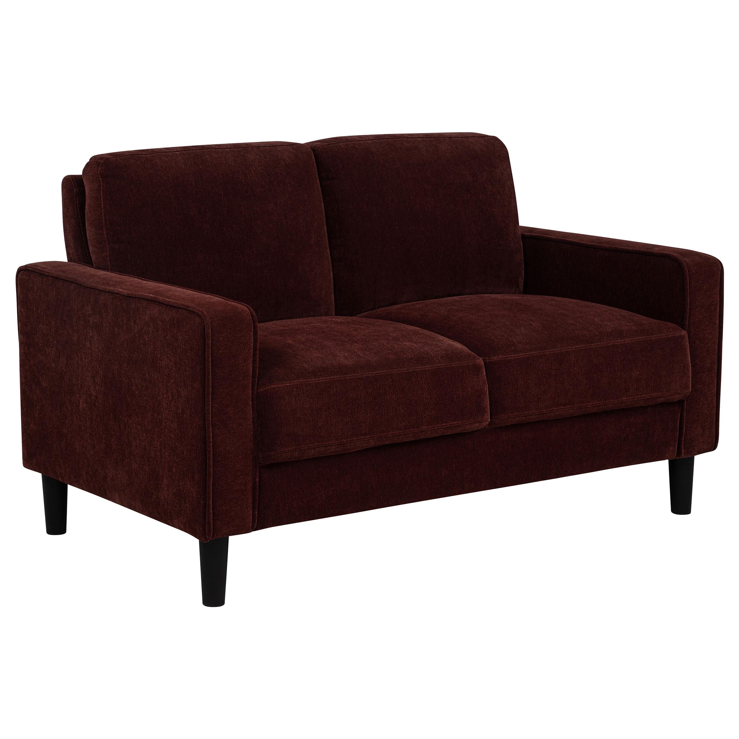 Ruth Fabric Upholstered Track Arm Loveseat Rust Red - 511212