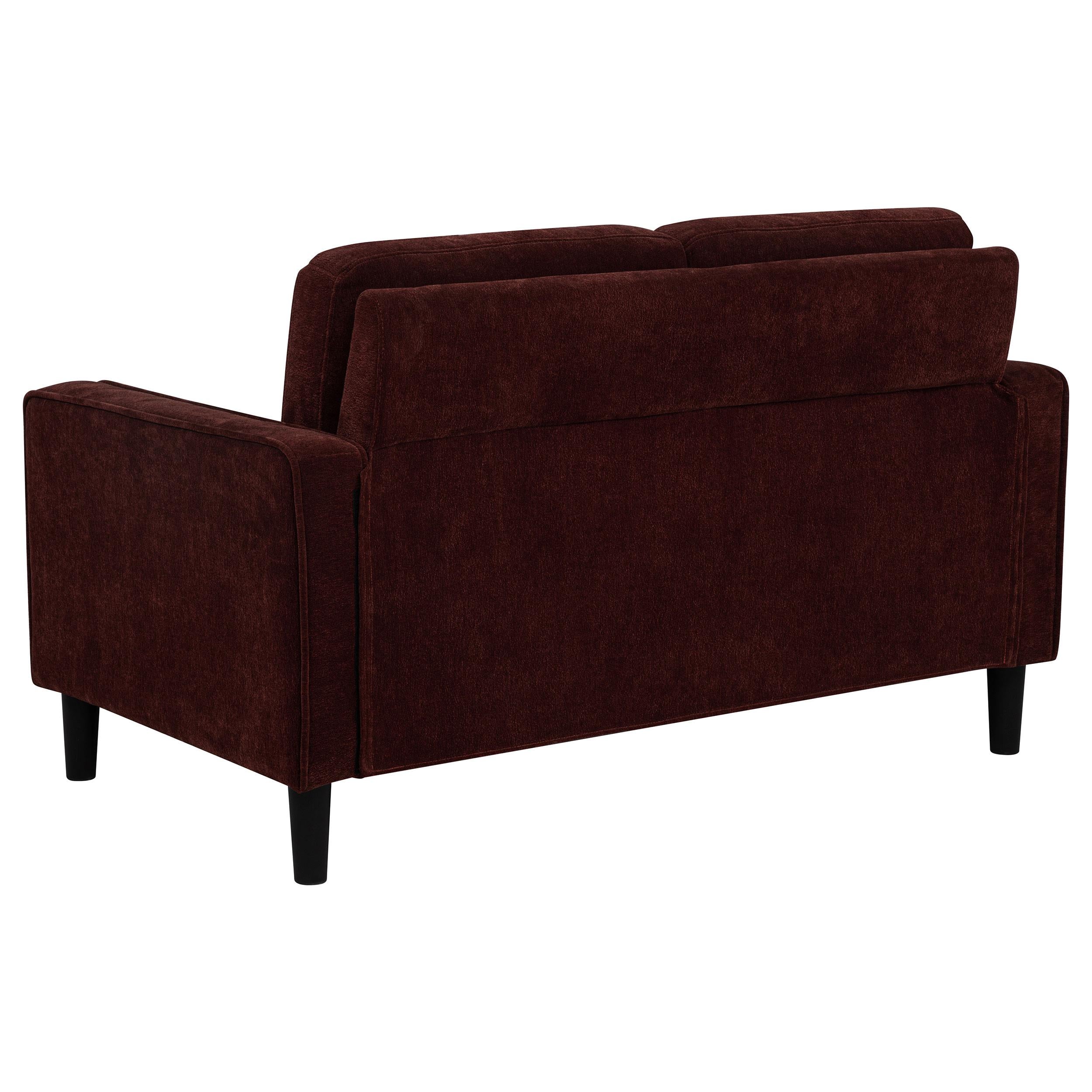 Ruth Fabric Upholstered Track Arm Loveseat Rust Red - 511212