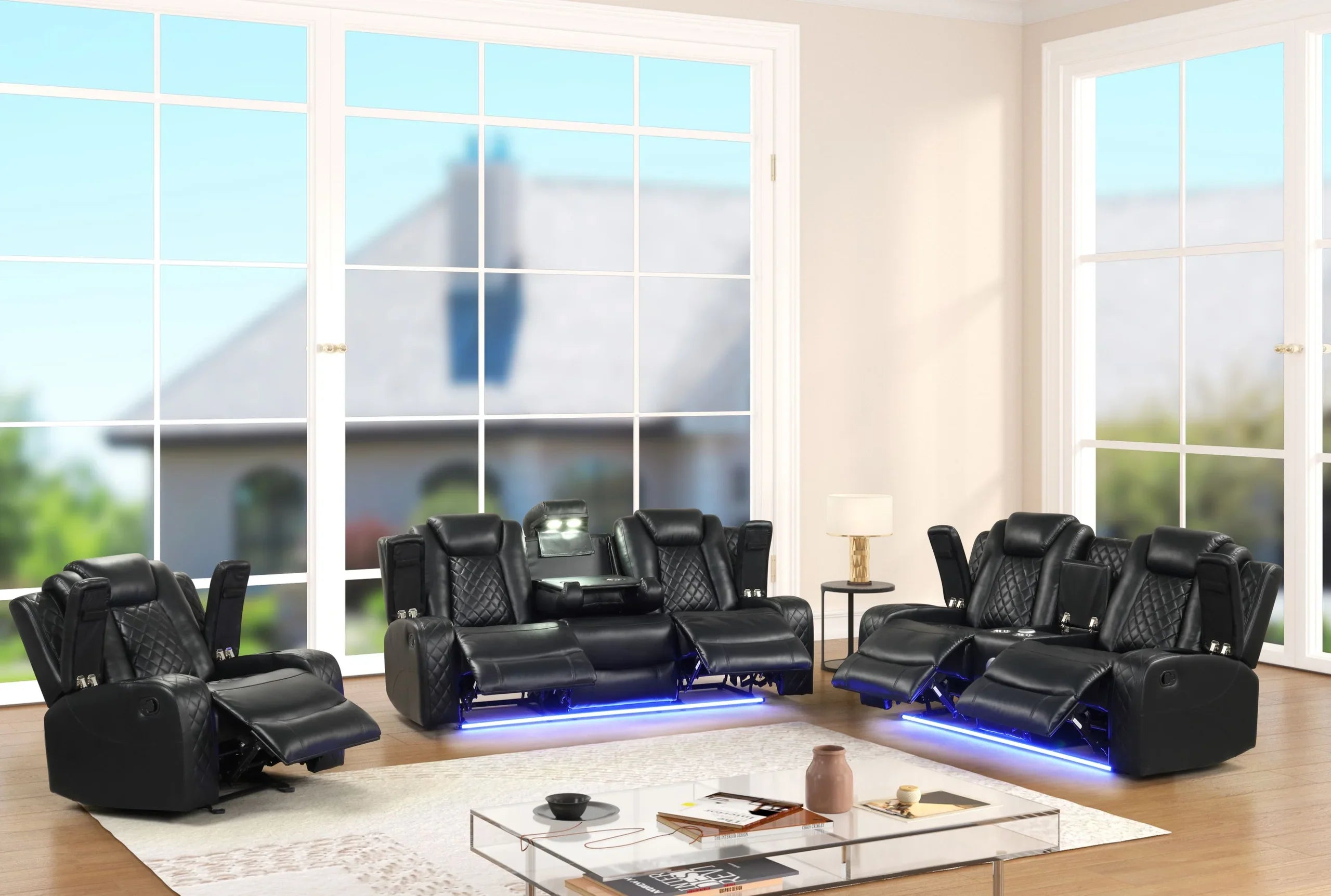 Luz Black 3-Piece Reclining Set