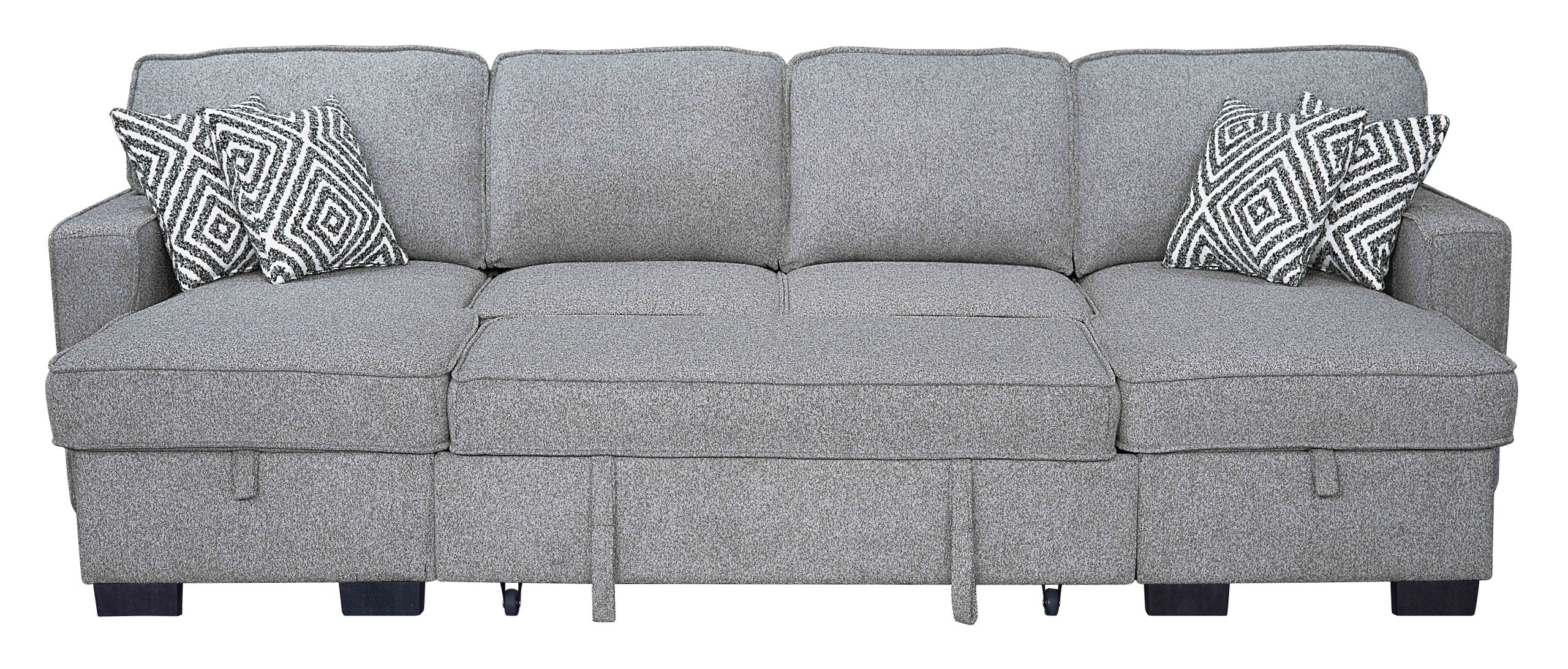 Sahara Gray - Double Storage Chaise Sectional w/ Drop Down Cupholders - SAHARA GRAY