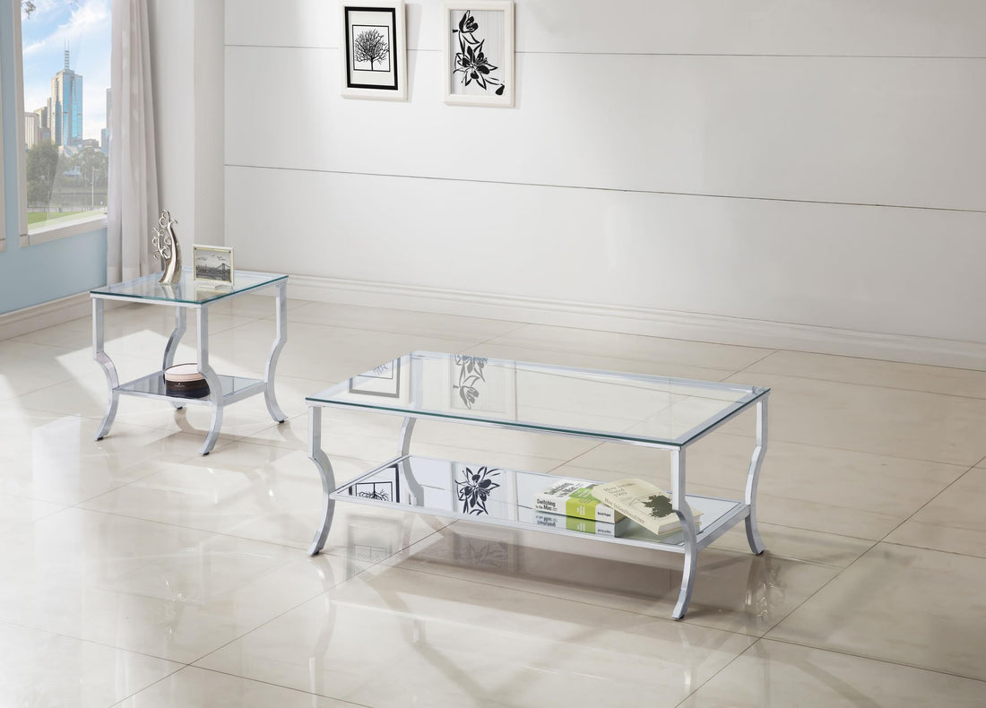 Saide 2-piece Glass Top Coffee and End Table Set Chrome - 720338-S2
