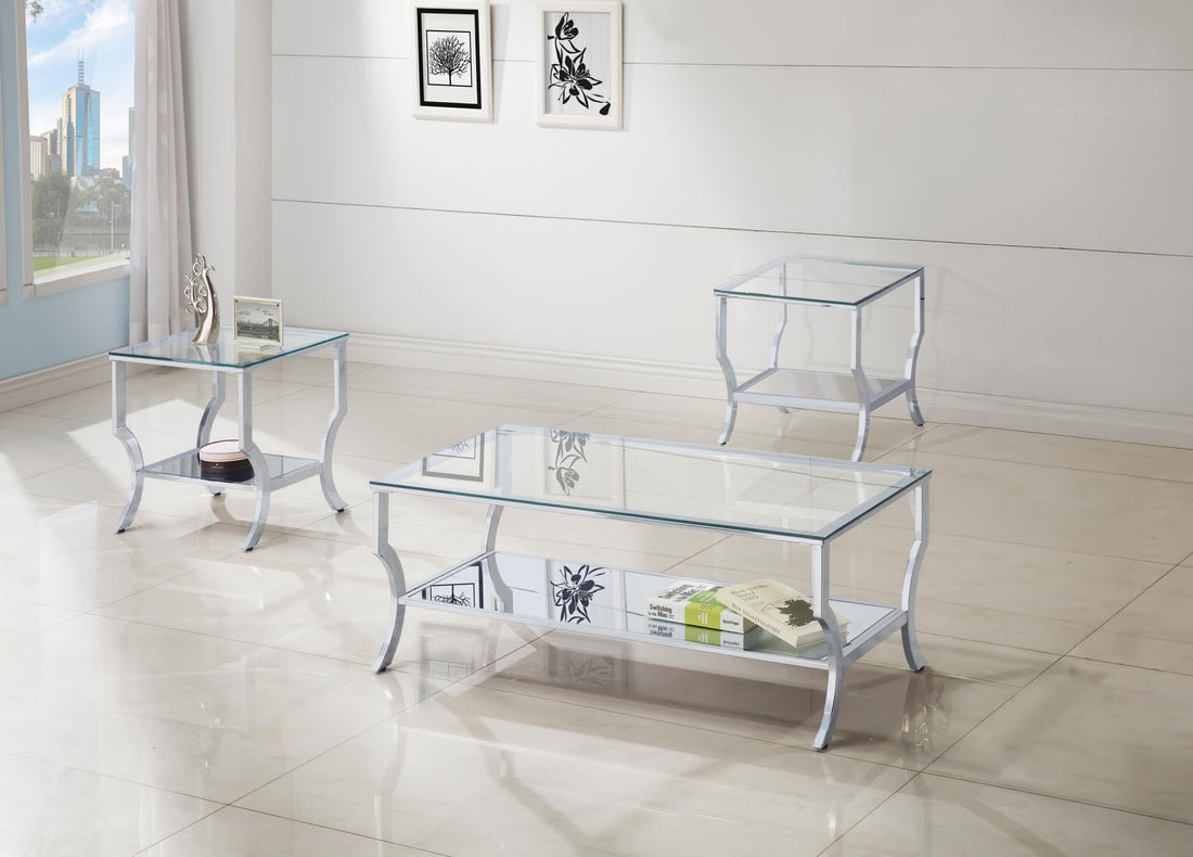 Saide 3-piece Glass Top Coffee and End Table Set Chrome - 720338-S3