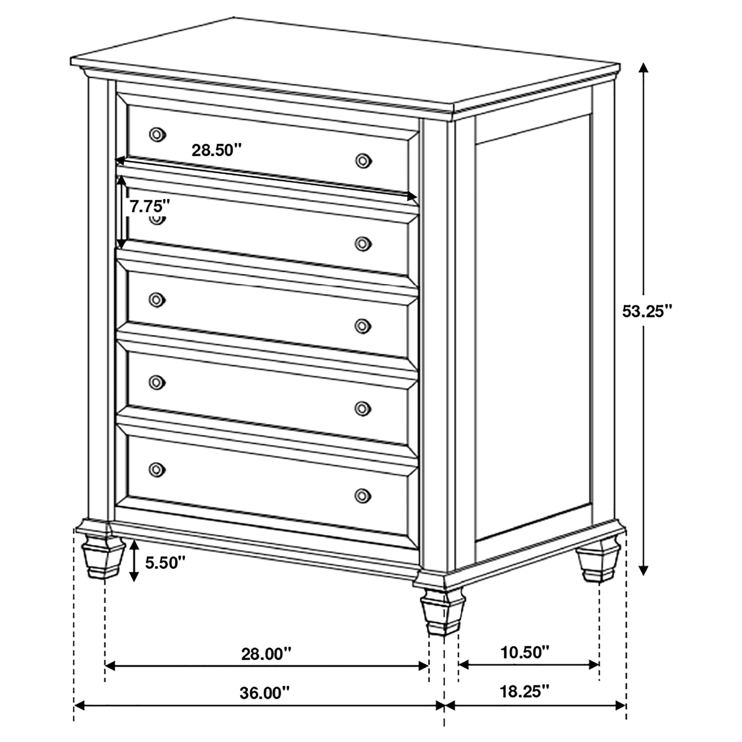 Sandy Beach 5-piece California King Bedroom Set Cream White - 201301KWN-S5