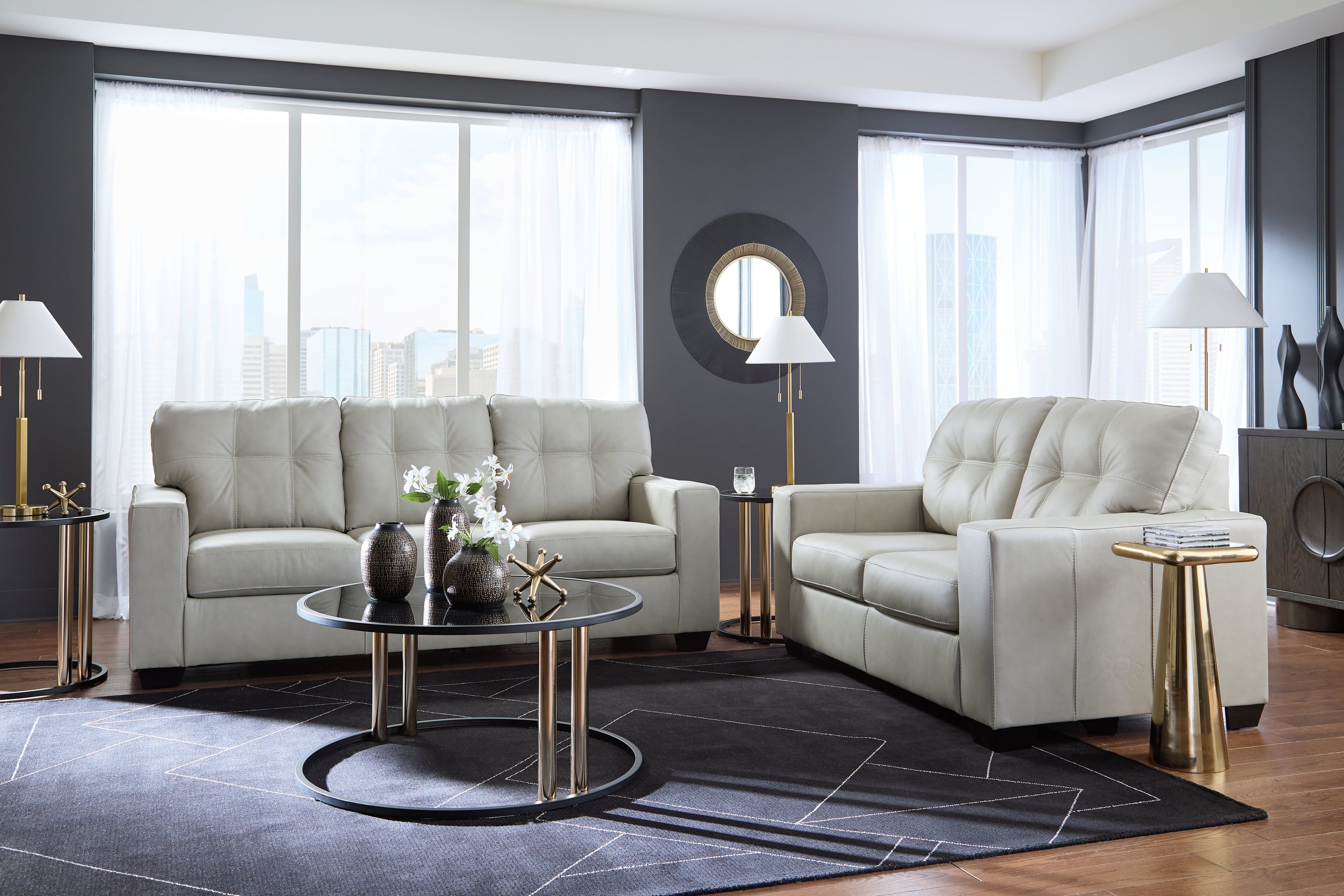 Santorine Sofa and Loveseat in Bone - PKG023816